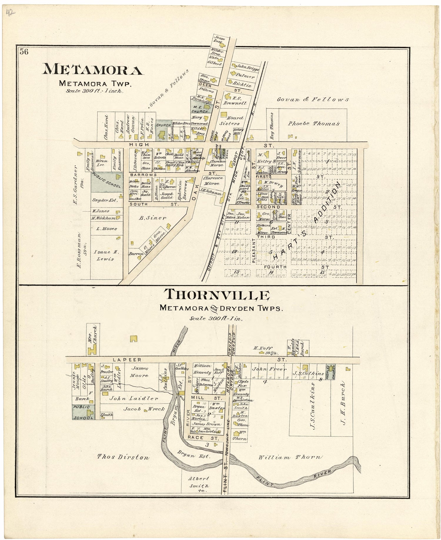 Metamora; Thornville from Atlas and Directory of Lapeer County, Michigan 1893 by Relic Map Company