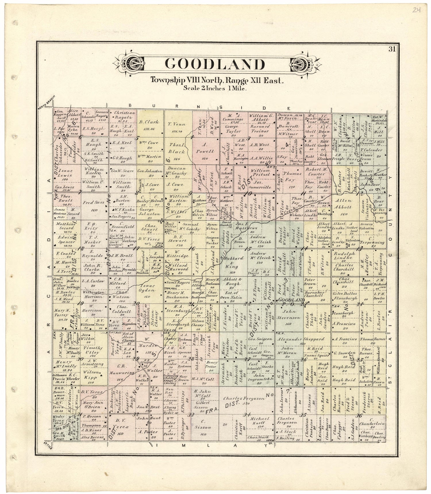 Goodland from Atlas and Directory of Lapeer County, Michigan 1893 by Relic Map Company