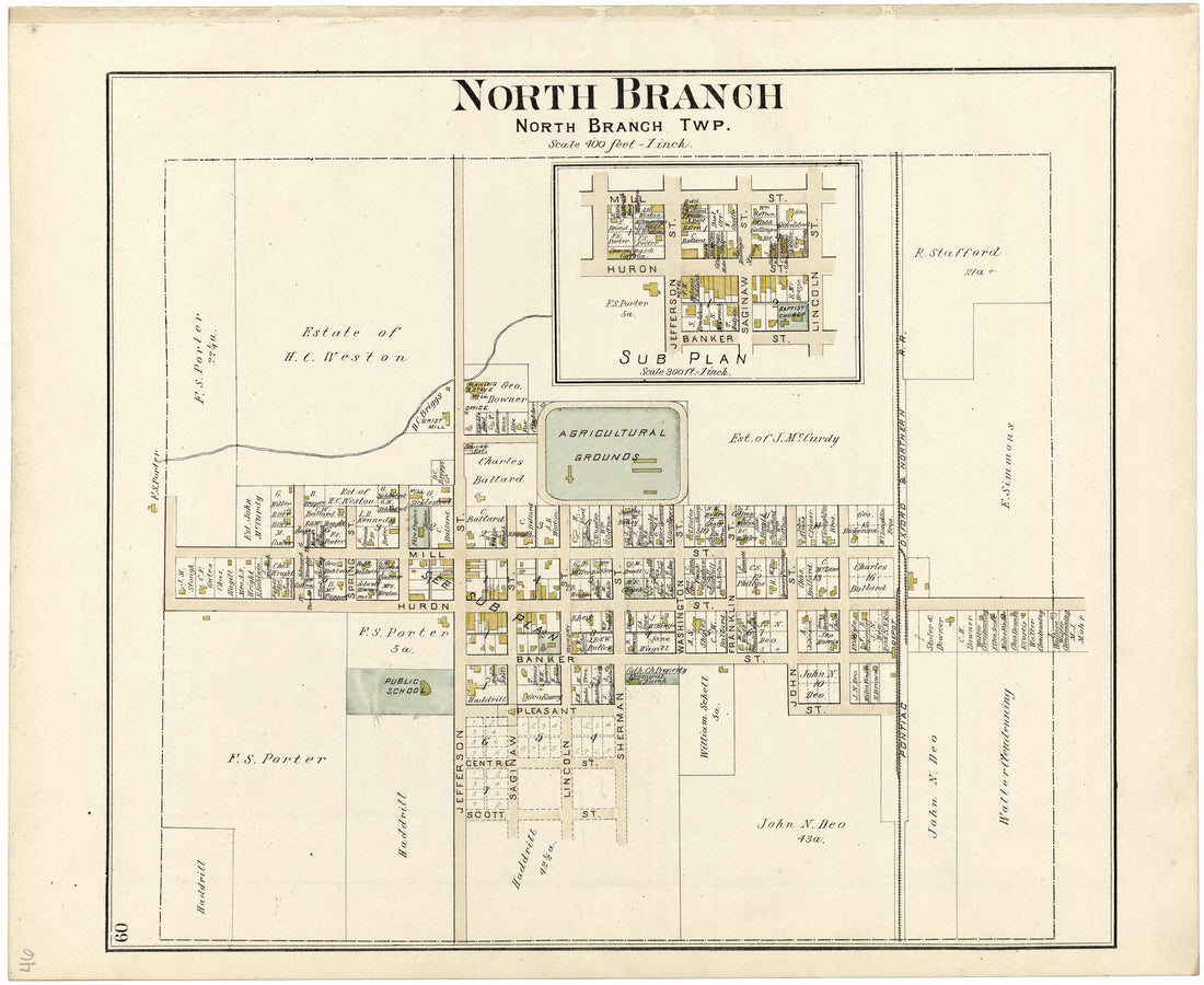 North Branch from Atlas and Directory of Lapeer County, Michigan 1893 by Relic Map Company