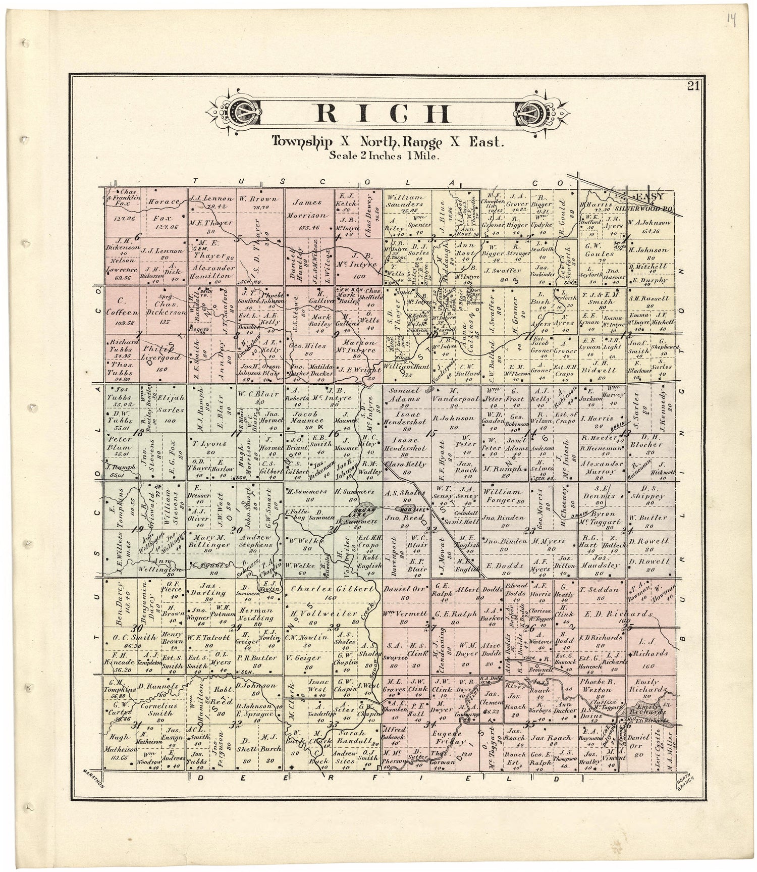 Rich from Atlas and Directory of Lapeer County, Michigan 1893 by Relic Map Company