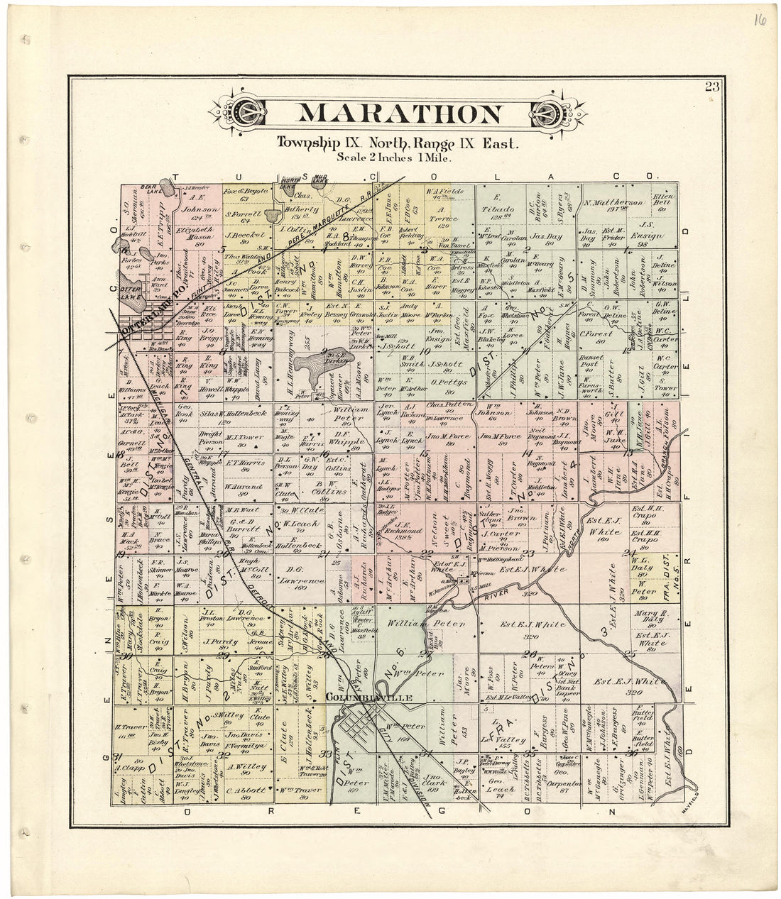Marathon from Atlas and Directory of Lapeer County, Michigan 1893 by Relic Map Company
