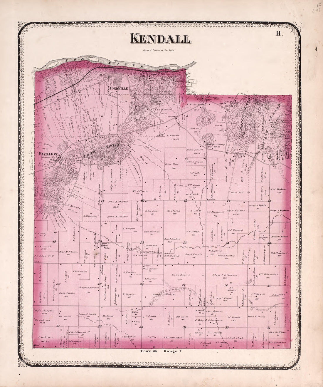 Kendall from Atlas of Kendall County and the State of Illinois : to Which Is Added an Atlas of the United States, Maps of the Hemispheres &amp;c. &amp;c. &amp;c 1870 by Relic Map Company