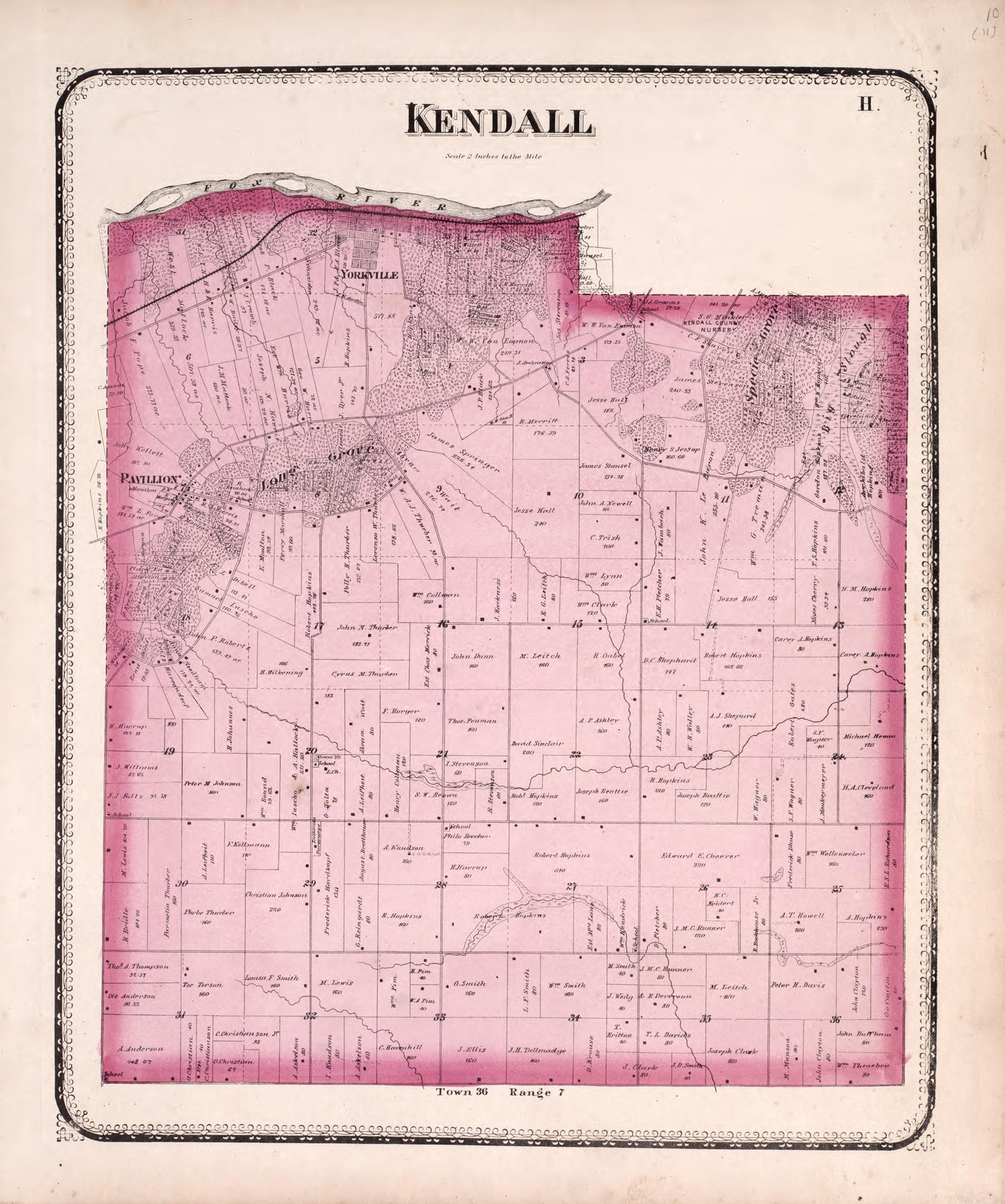 Kendall from Atlas of Kendall County and the State of Illinois : to Which Is Added an Atlas of the United States, Maps of the Hemispheres &amp;c. &amp;c. &amp;c 1870 by Relic Map Company