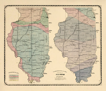 Climatological Map of Illinois from Atlas of Kendall County and the State of Illinois : to Which Is Added an Atlas of the United States, Maps of the Hemispheres &amp;c. &amp;c. &amp;c 1870