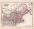 New England and New York from Atlas of Kendall County and the State of Illinois : to Which Is Added an Atlas of the United States, Maps of the Hemispheres &c. &c. &c 1870 by Relic Map Company