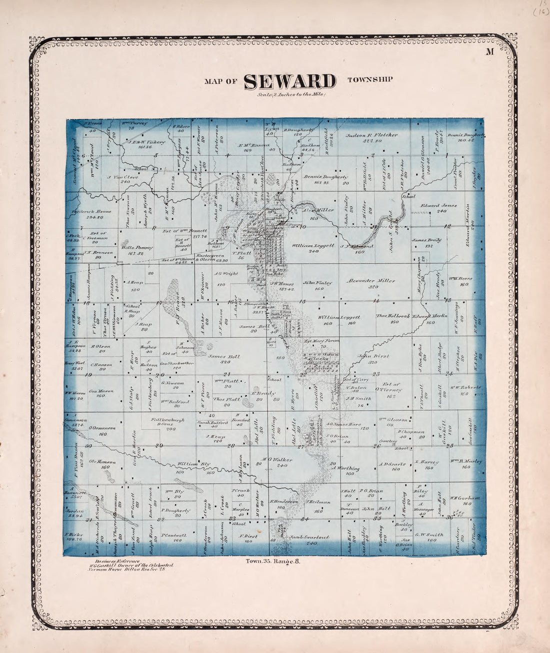 Seward from Atlas of Kendall County and the State of Illinois : to Which Is Added an Atlas of the United States, Maps of the Hemispheres &amp;c. &amp;c. &amp;c 1870 by Relic Map Company