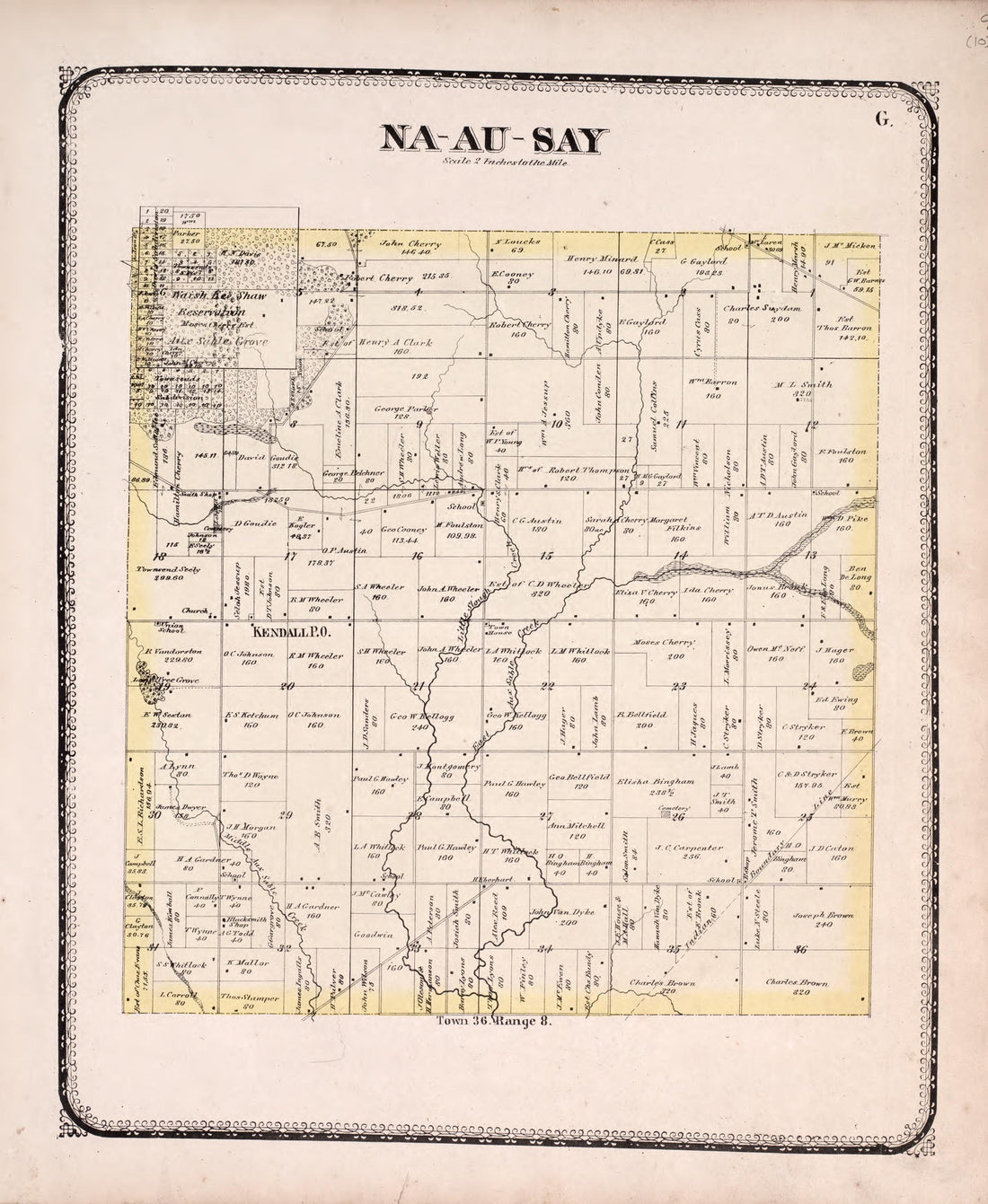 Na-Au-Say from Atlas of Kendall County and the State of Illinois : to Which Is Added an Atlas of the United States, Maps of the Hemispheres &amp;c. &amp;c. &amp;c 1870 by Relic Map Company