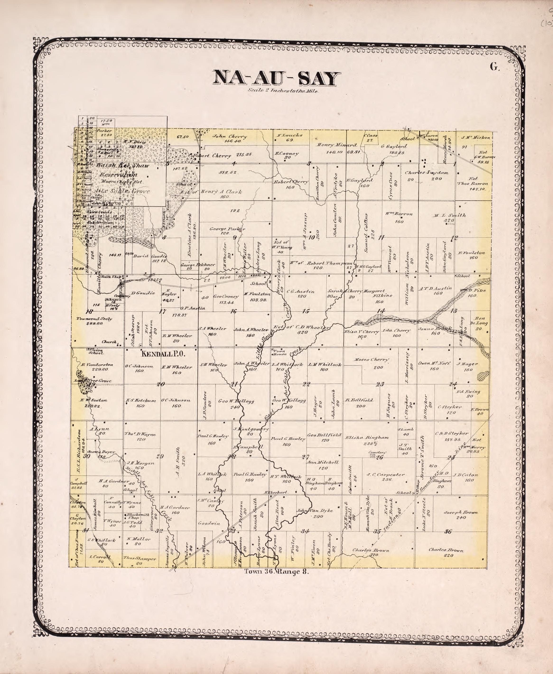 Na-Au-Say from Atlas of Kendall County and the State of Illinois : to Which Is Added an Atlas of the United States, Maps of the Hemispheres &amp;c. &amp;c. &amp;c 1870 by Relic Map Company