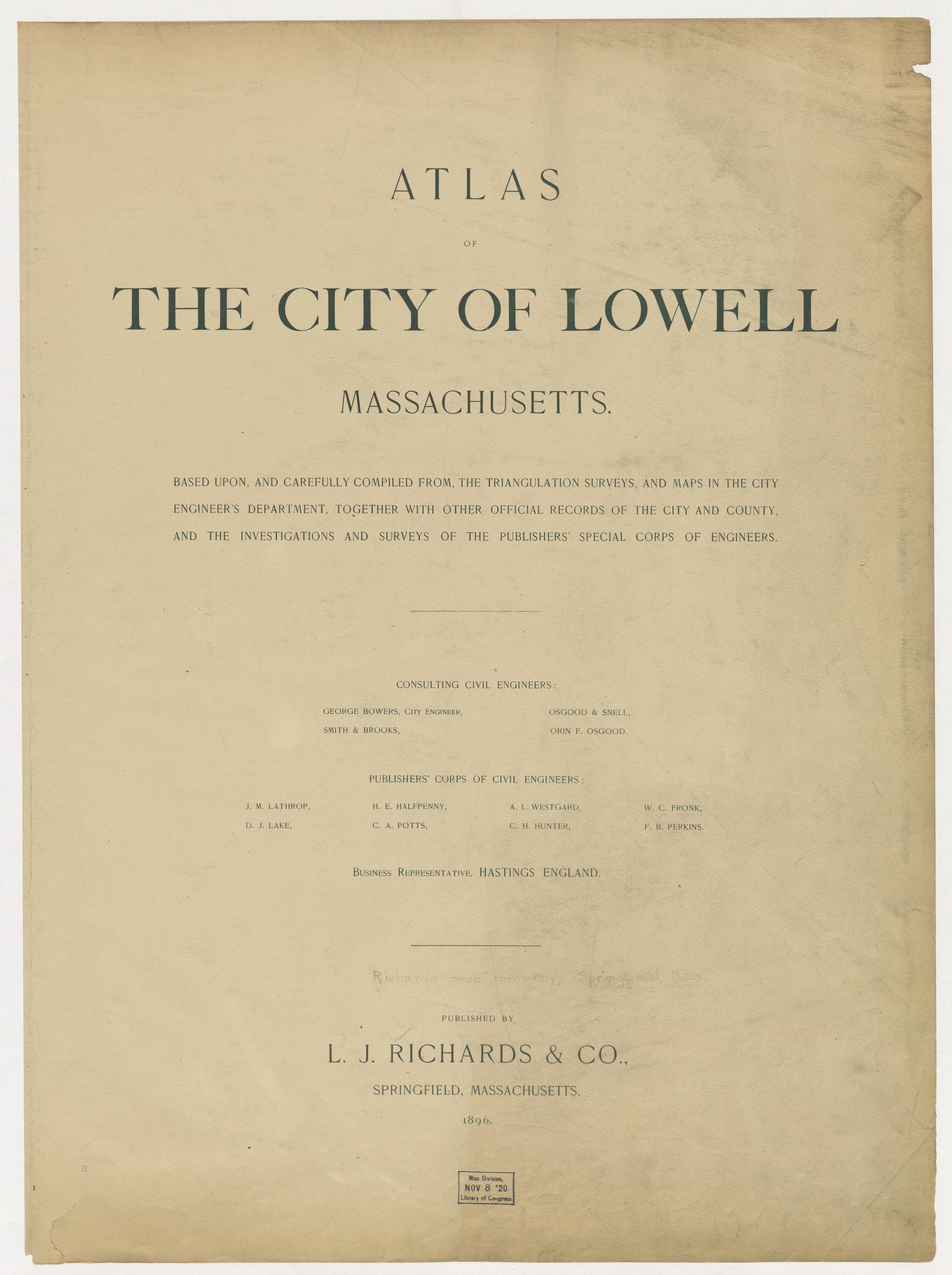 Image 2 of Atlas of the City of Lowell Massachusetts from Atlas of the City of Lowell Massachusetts 1896 by Relic Map Company