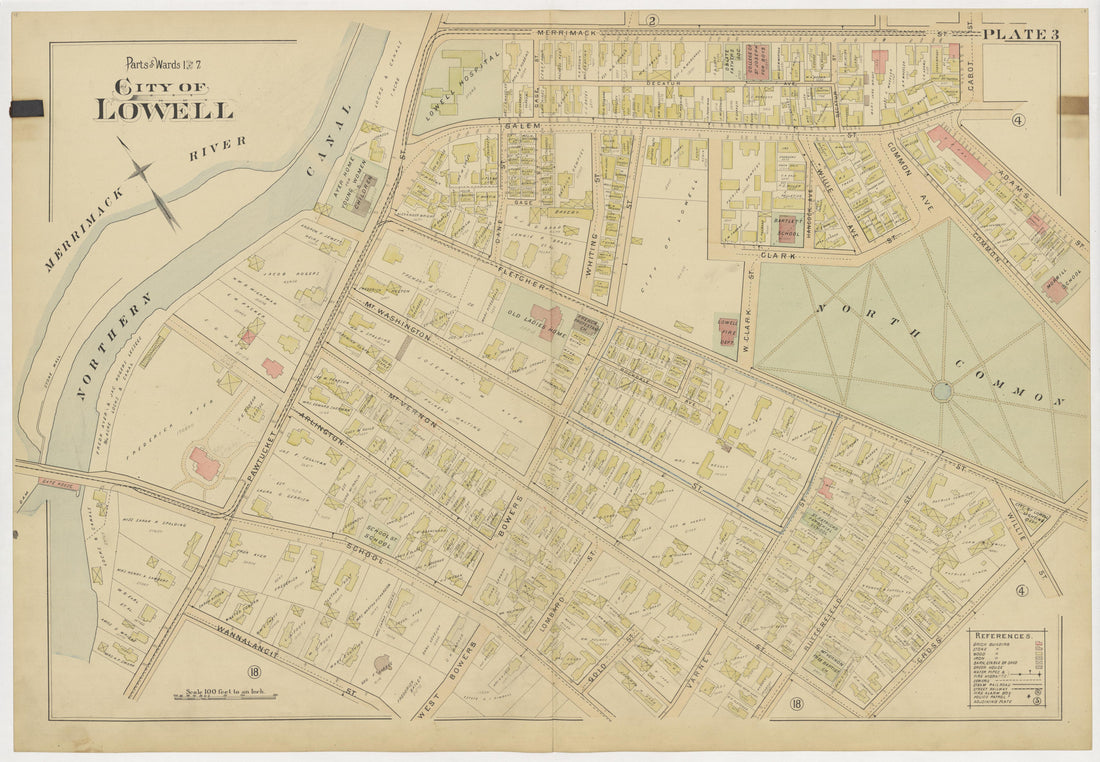 This old map of Boston, Lowell, Massachusetts,  was created by Richards Map Company in 1896