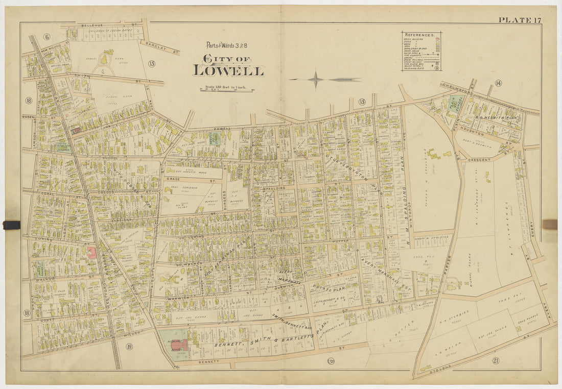 This old map of Boston, Lowell, Massachusetts,  was created by Richards Map Company in 1896