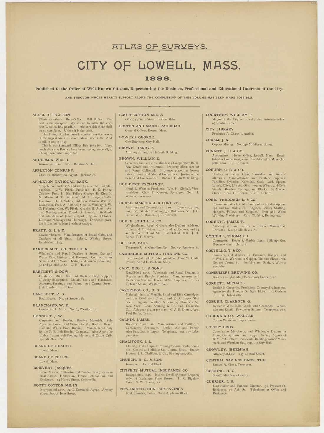 This old map of Boston, Lowell, Massachusetts,  was created by Richards Map Company in 1896