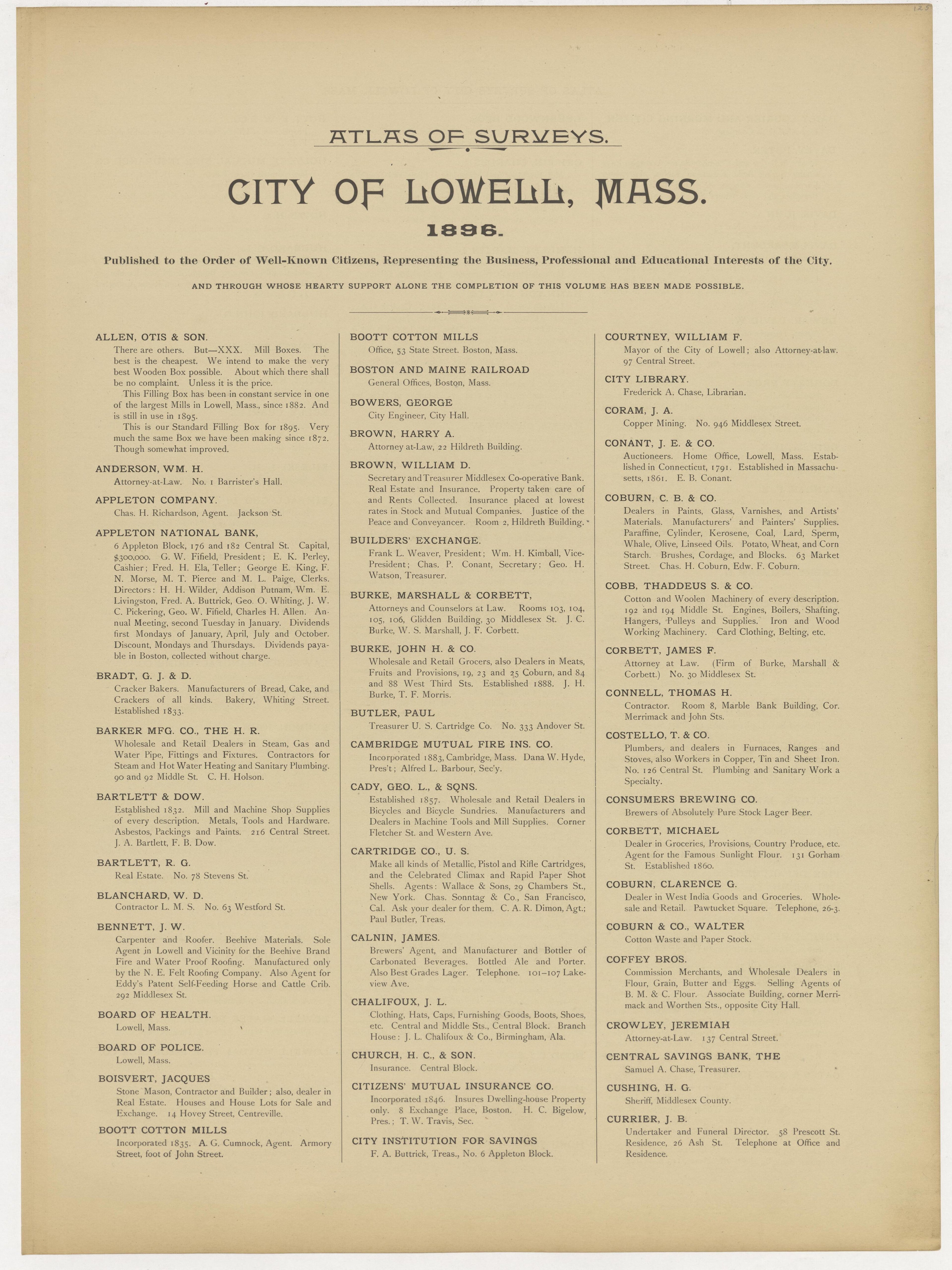 Image 34 of Atlas of the City of Lowell Massachusetts from Atlas of the City of Lowell Massachusetts 1896 by Relic Map Company
