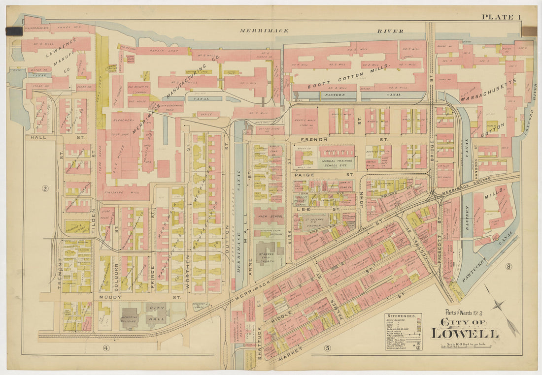 This old map of Boston, Lowell, Massachusetts,  was created by Richards Map Company in 1896