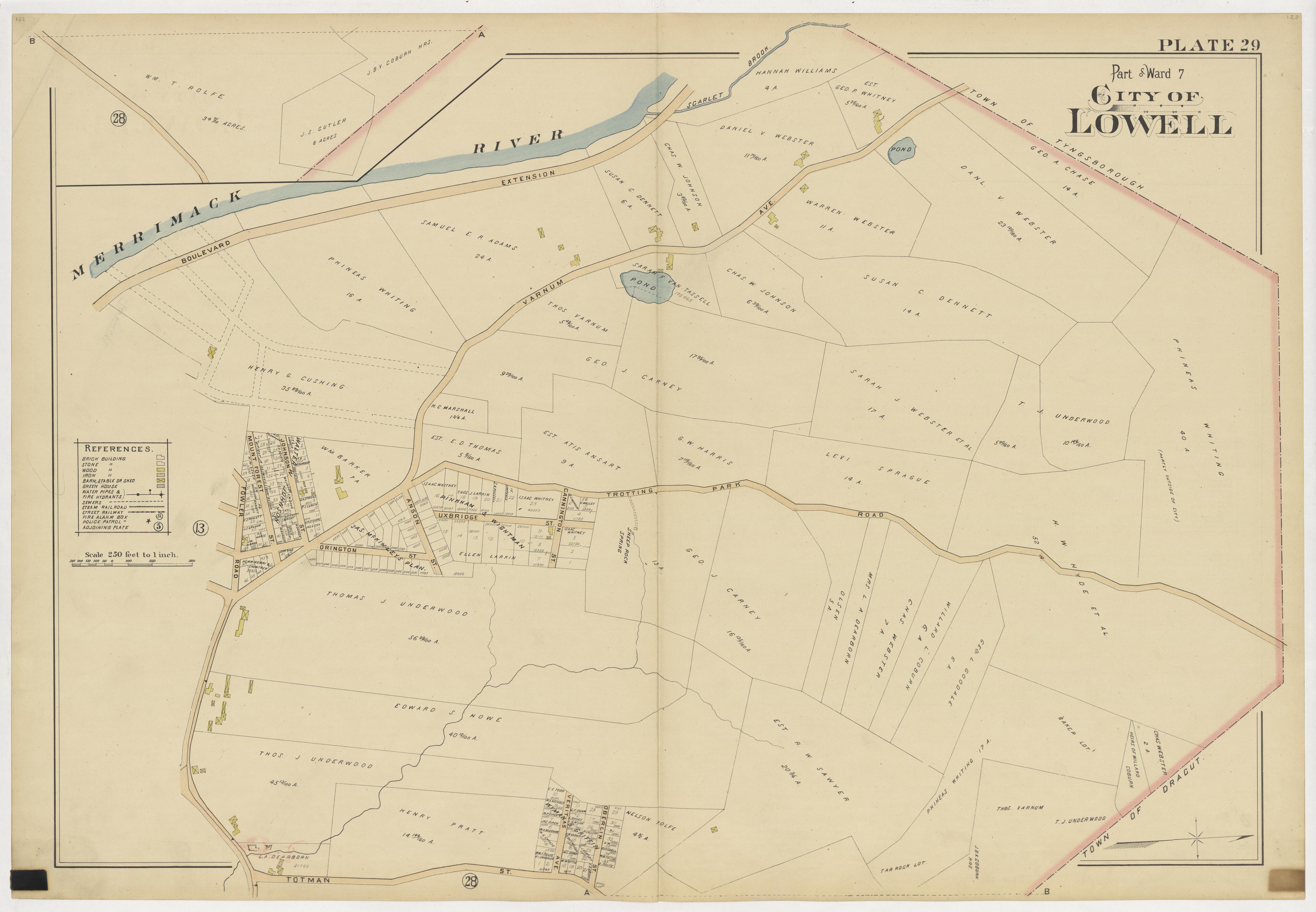 This old map of Boston, Lowell, Massachusetts,  was created by Richards Map Company in 1896
