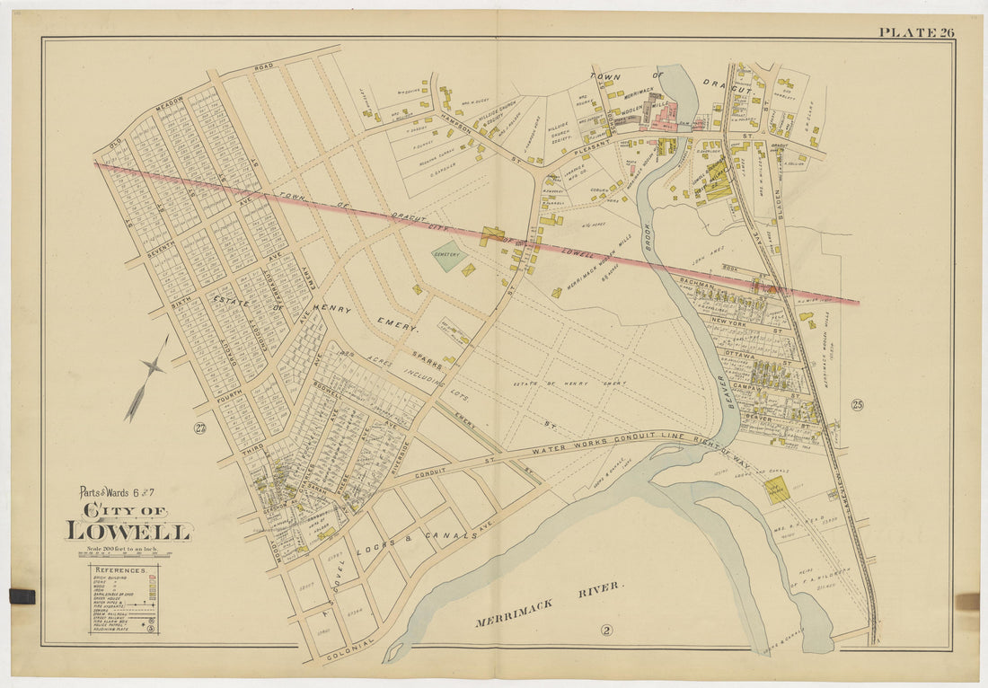 This old map of Boston, Lowell, Massachusetts,  was created by Richards Map Company in 1896