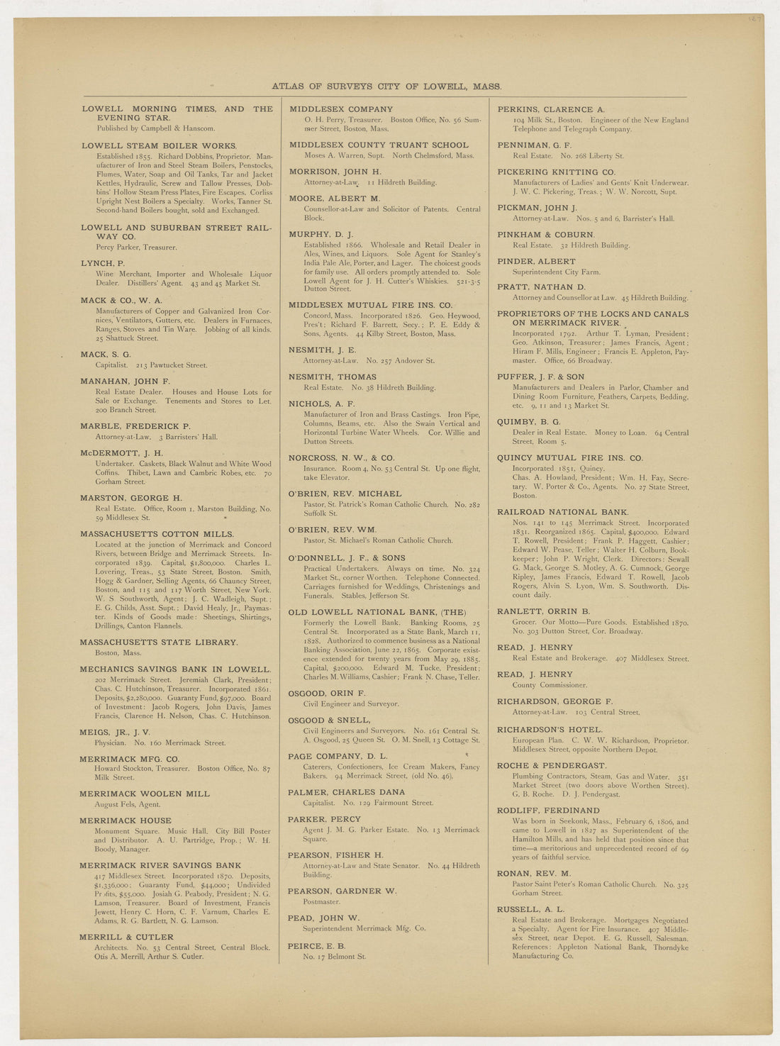 This old map of Boston, Lowell, Massachusetts,  was created by Richards Map Company in 1896