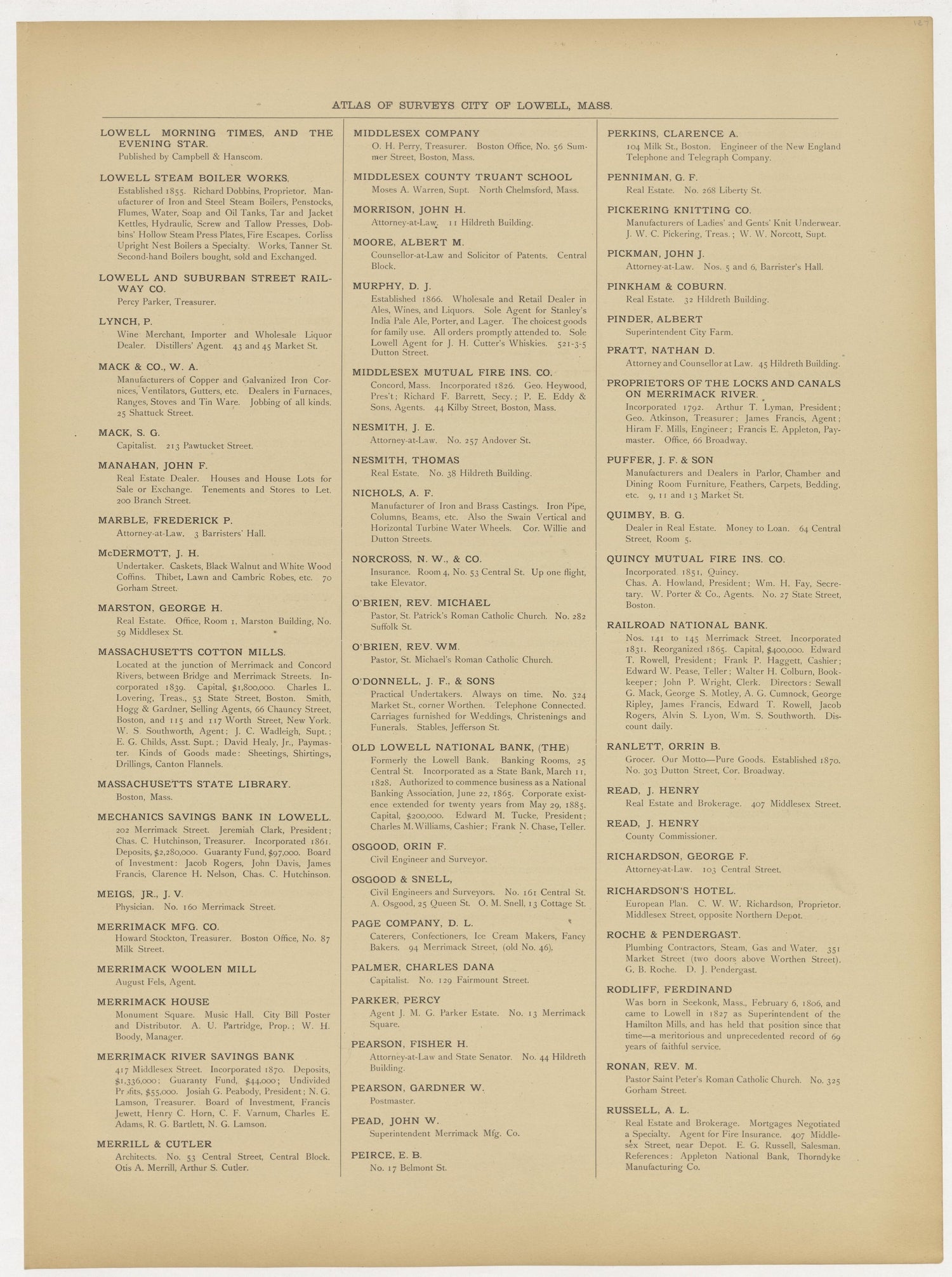 Image 36 of Atlas of the City of Lowell Massachusetts from Atlas of the City of Lowell Massachusetts 1896 by Relic Map Company