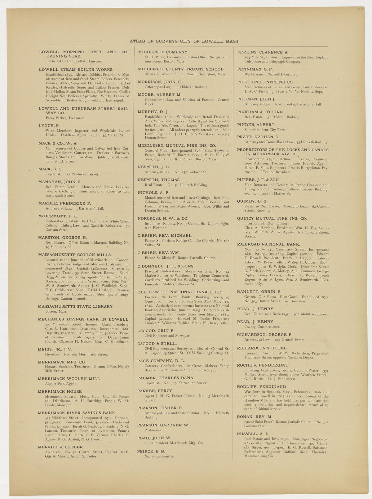 Image 36 of Atlas of the City of Lowell Massachusetts from Atlas of the City of Lowell Massachusetts 1896 by Relic Map Company