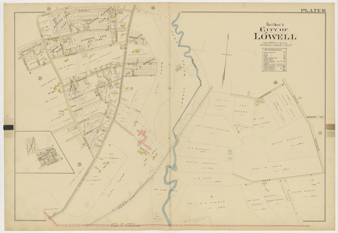 This old map of Boston, Lowell, Massachusetts,  was created by Richards Map Company in 1896