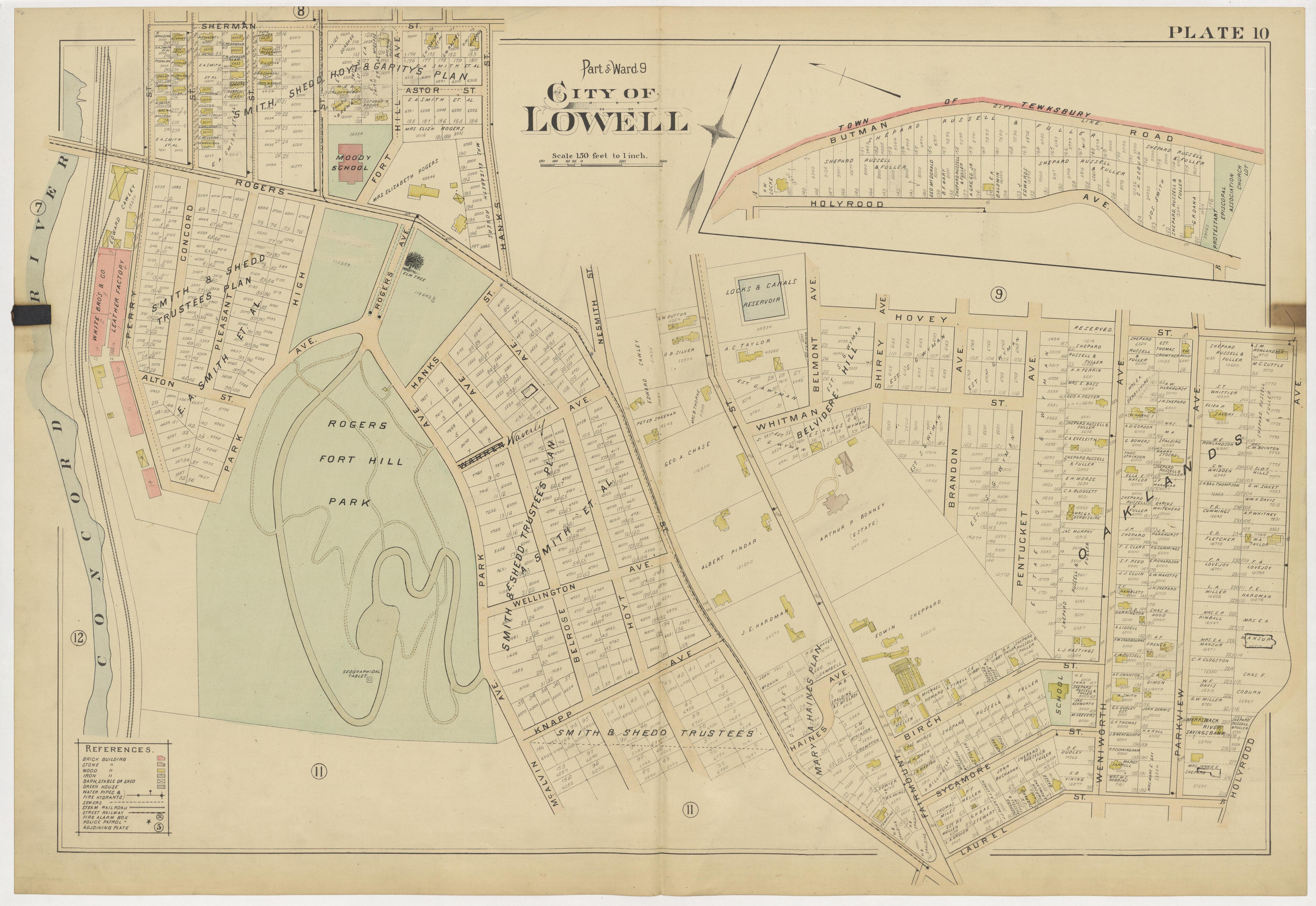 This old map of Boston, Lowell, Massachusetts,  was created by Richards Map Company in 1896