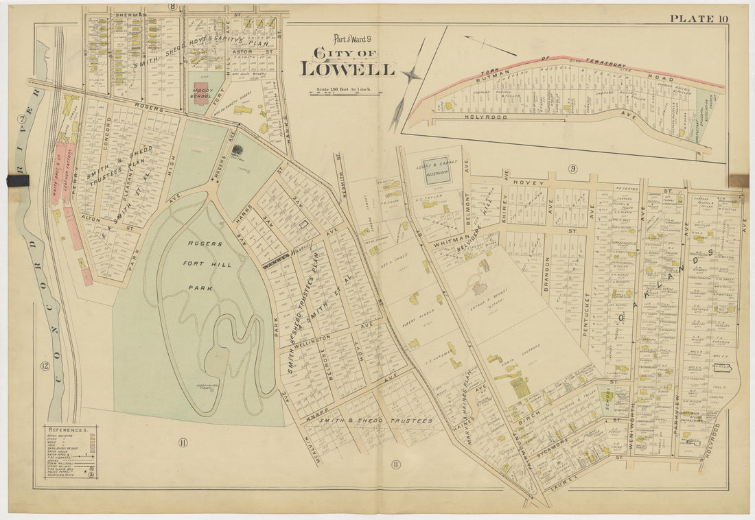 This old map of Boston, Lowell, Massachusetts,  was created by Richards Map Company in 1896