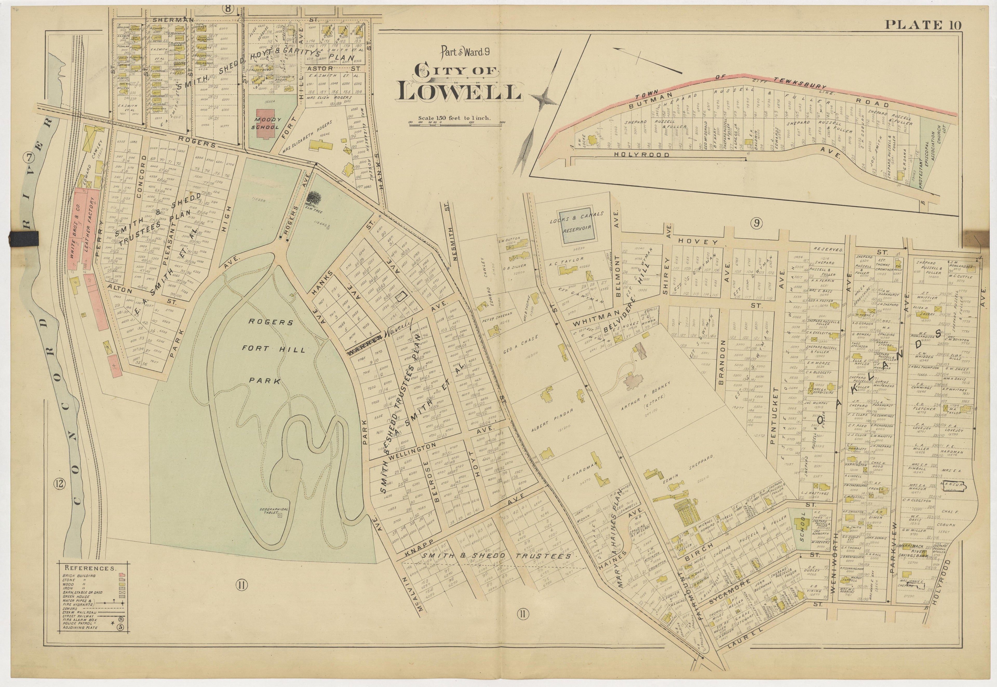 This old map of Boston, Lowell, Massachusetts,  was created by Richards Map Company in 1896
