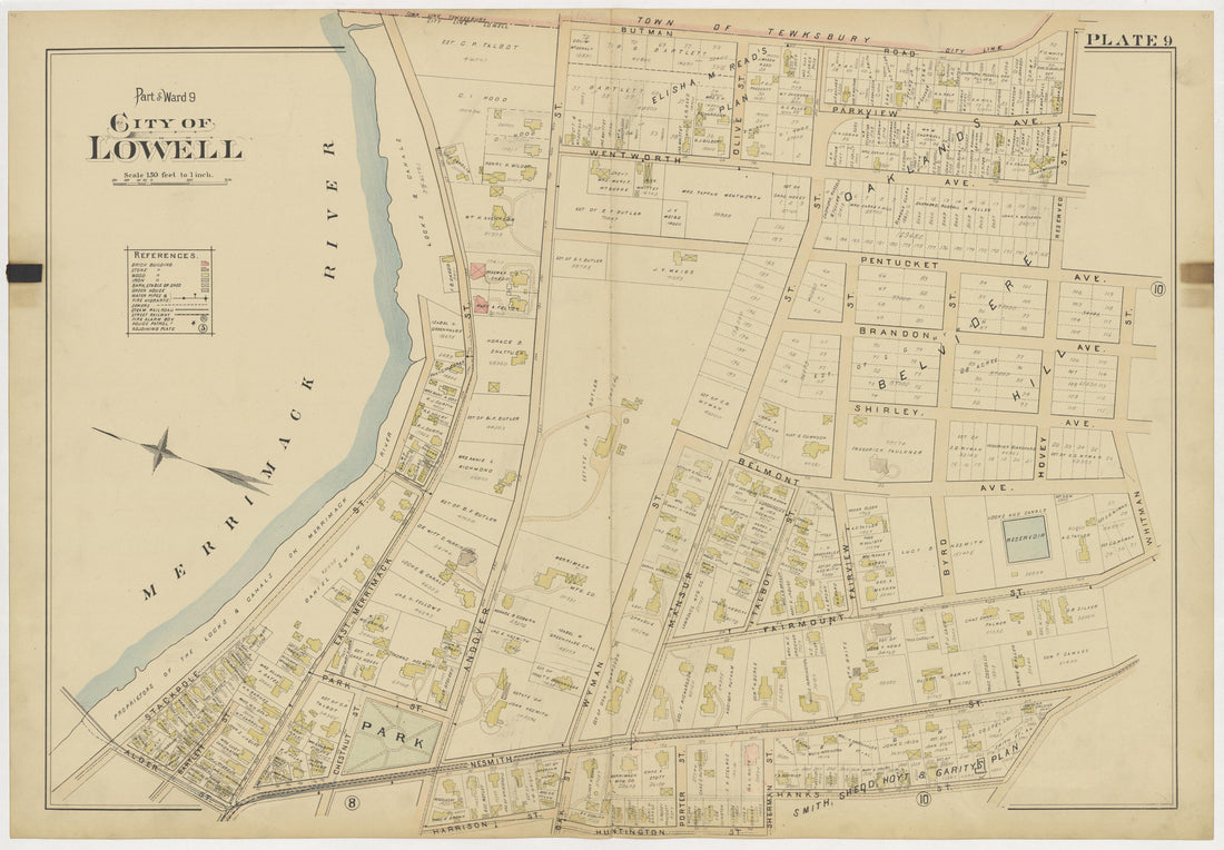 This old map of Boston, Lowell, Massachusetts,  was created by Richards Map Company in 1896