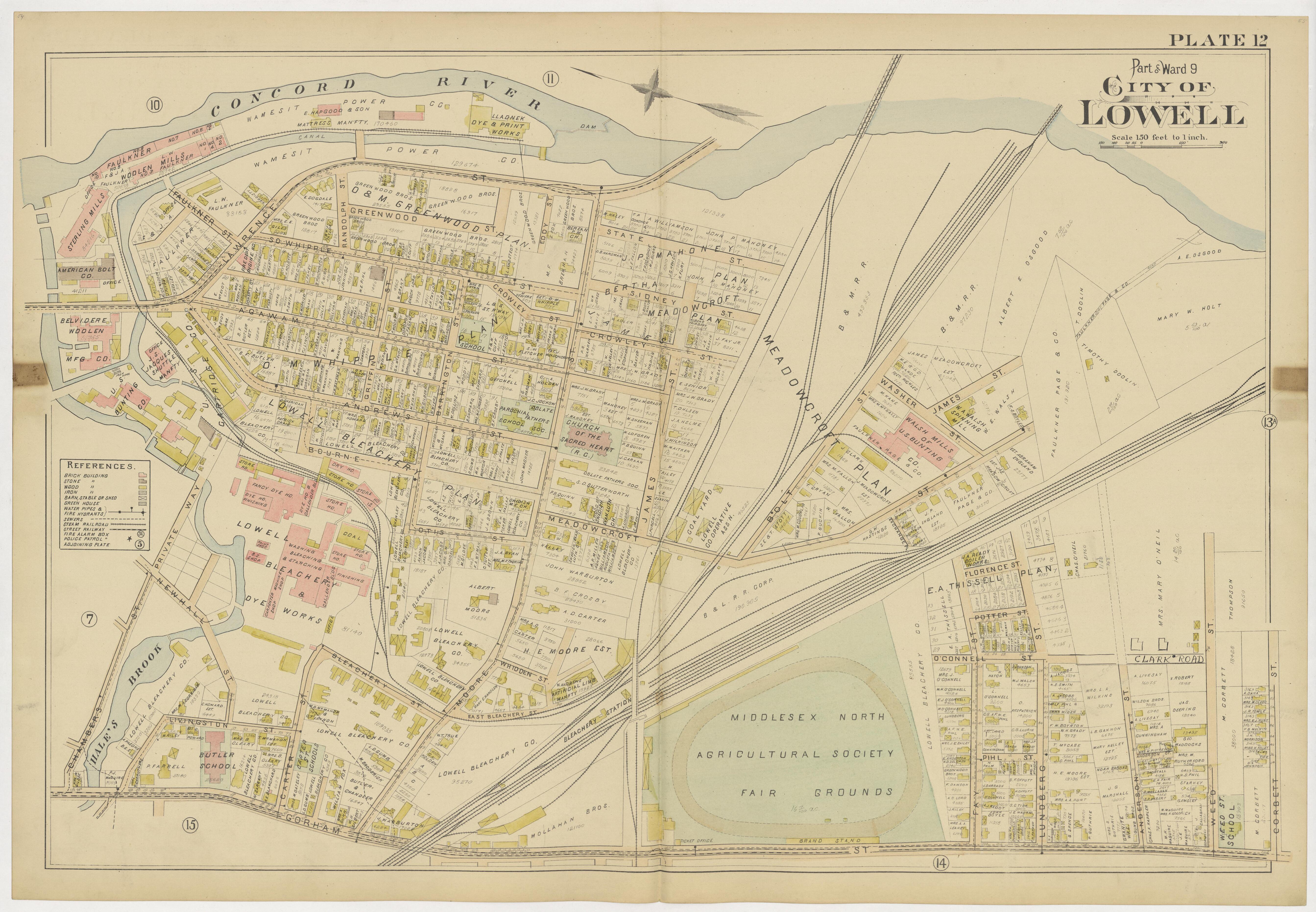 This old map of Boston, Lowell, Massachusetts,  was created by Richards Map Company in 1896