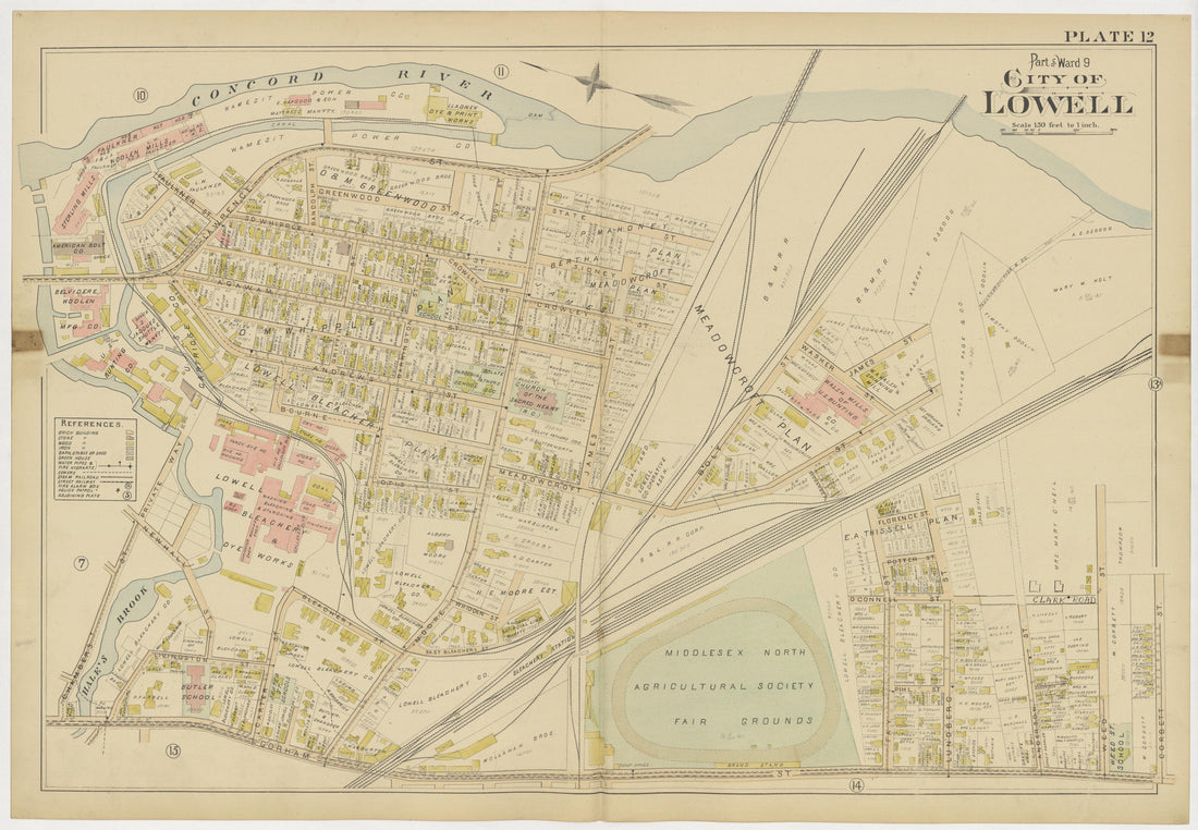 This old map of Boston, Lowell, Massachusetts,  was created by Richards Map Company in 1896