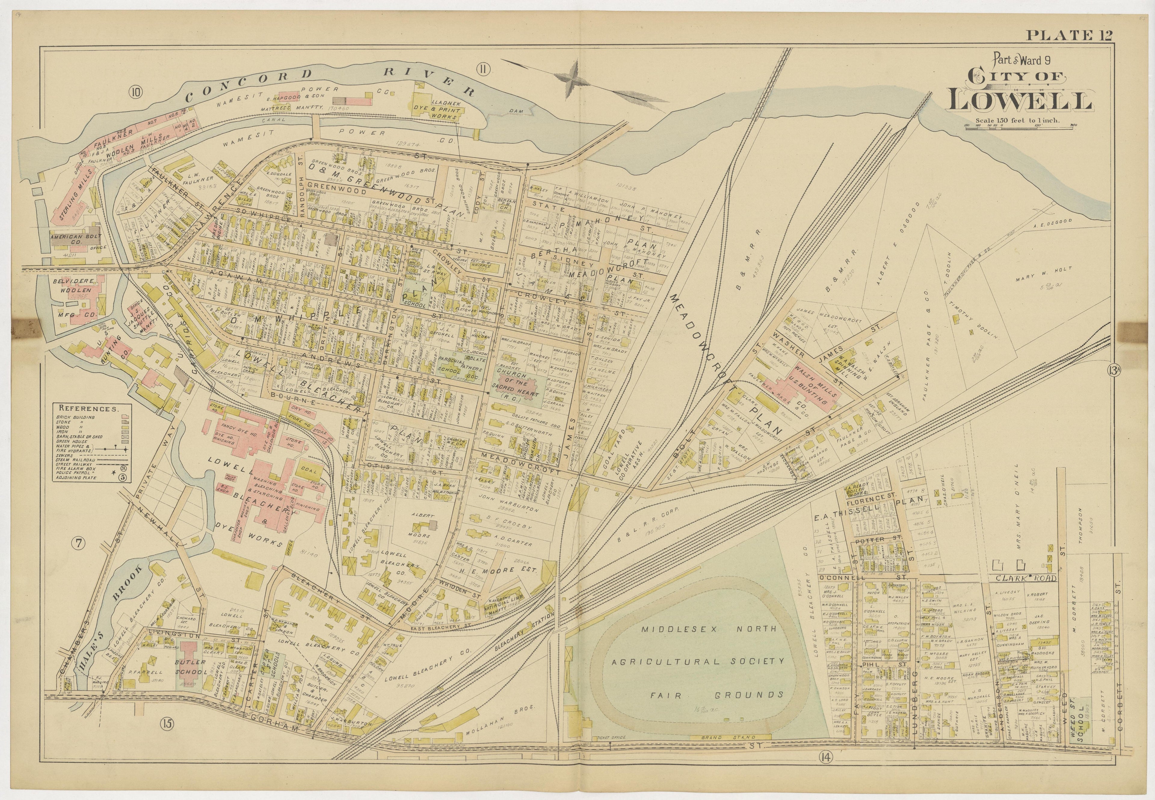 This old map of Boston, Lowell, Massachusetts,  was created by Richards Map Company in 1896