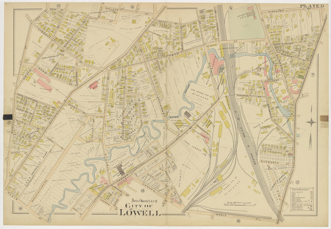 This old map of Boston, Lowell, Massachusetts,  was created by Richards Map Company in 1896