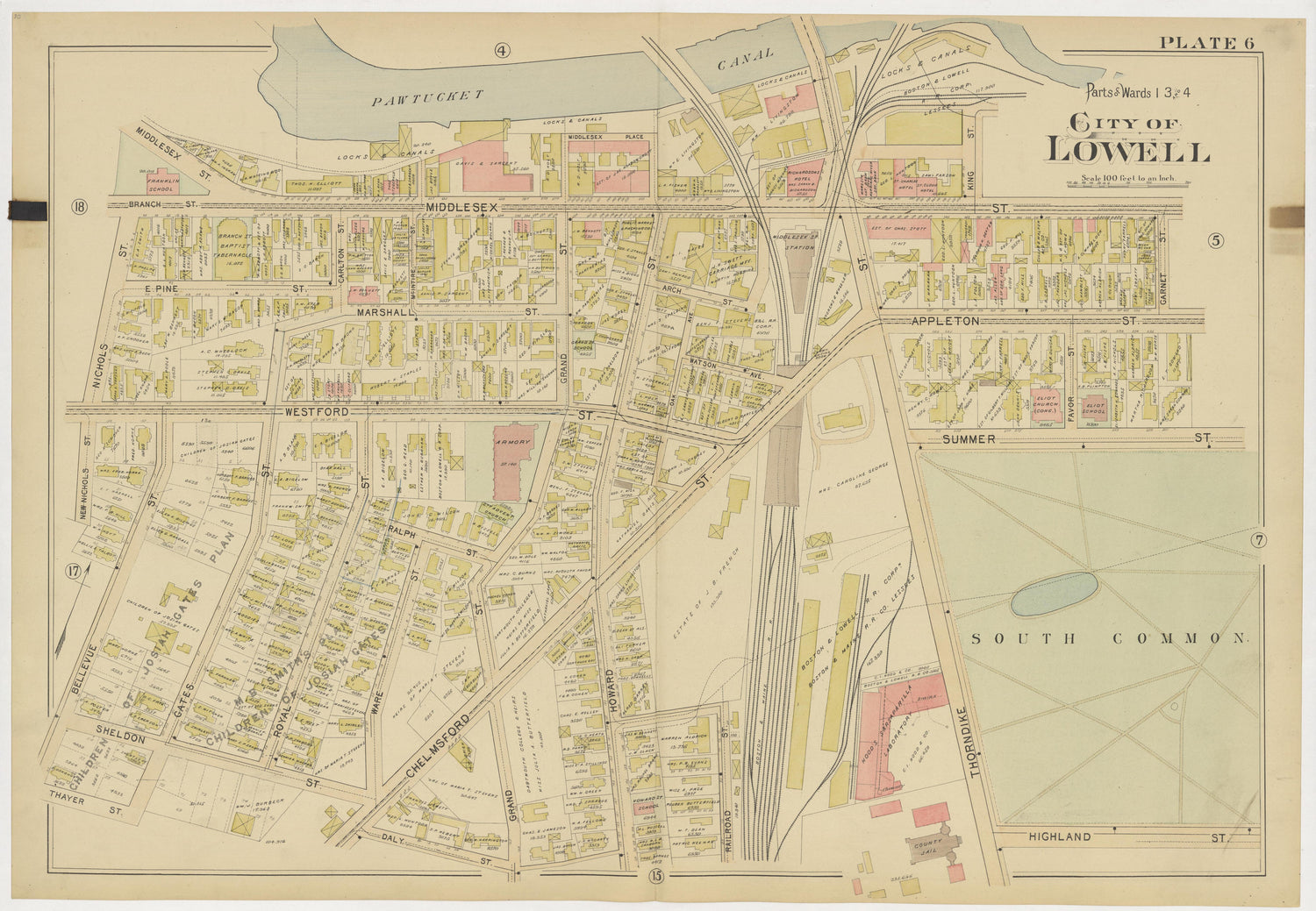 This old map of Boston, Lowell, Massachusetts,  was created by Richards Map Company in 1896