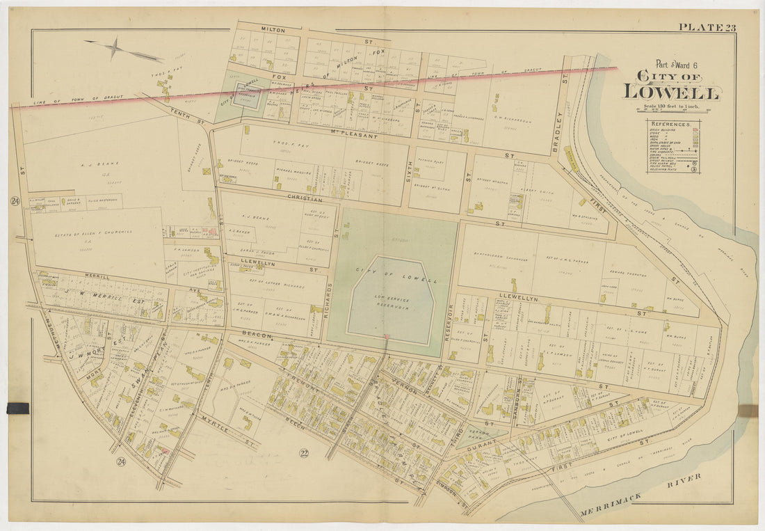 This old map of Boston, Lowell, Massachusetts,  was created by Richards Map Company in 1896