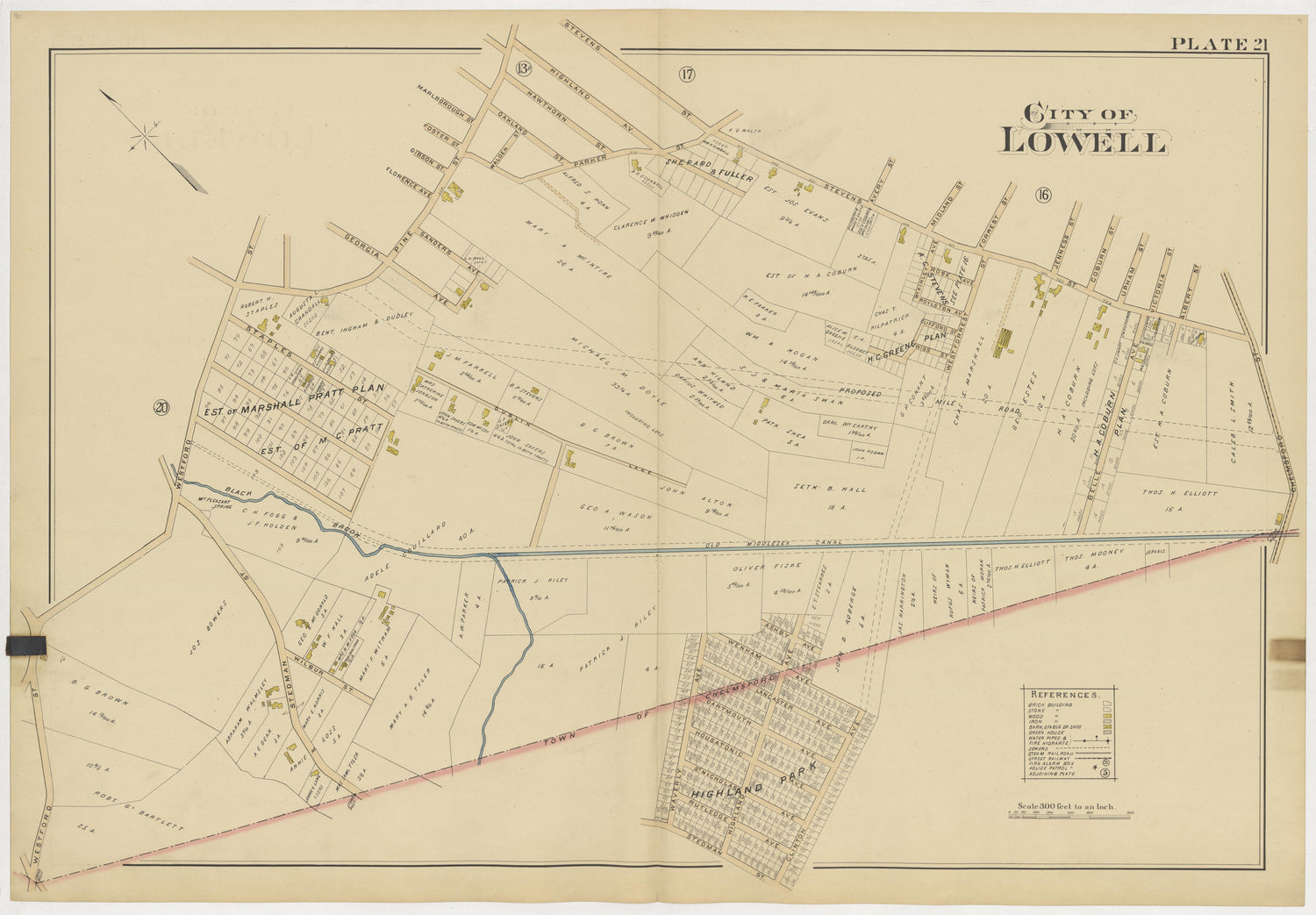This old map of Boston, Lowell, Massachusetts,  was created by Richards Map Company in 1896