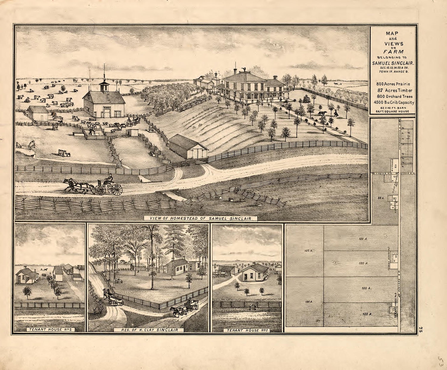 Views - 5 from Illustrated Atlas Map of Cass County, Illinois : Carefully Compiled from Personal Examinations and Surveys 1874 by Relic Map Company