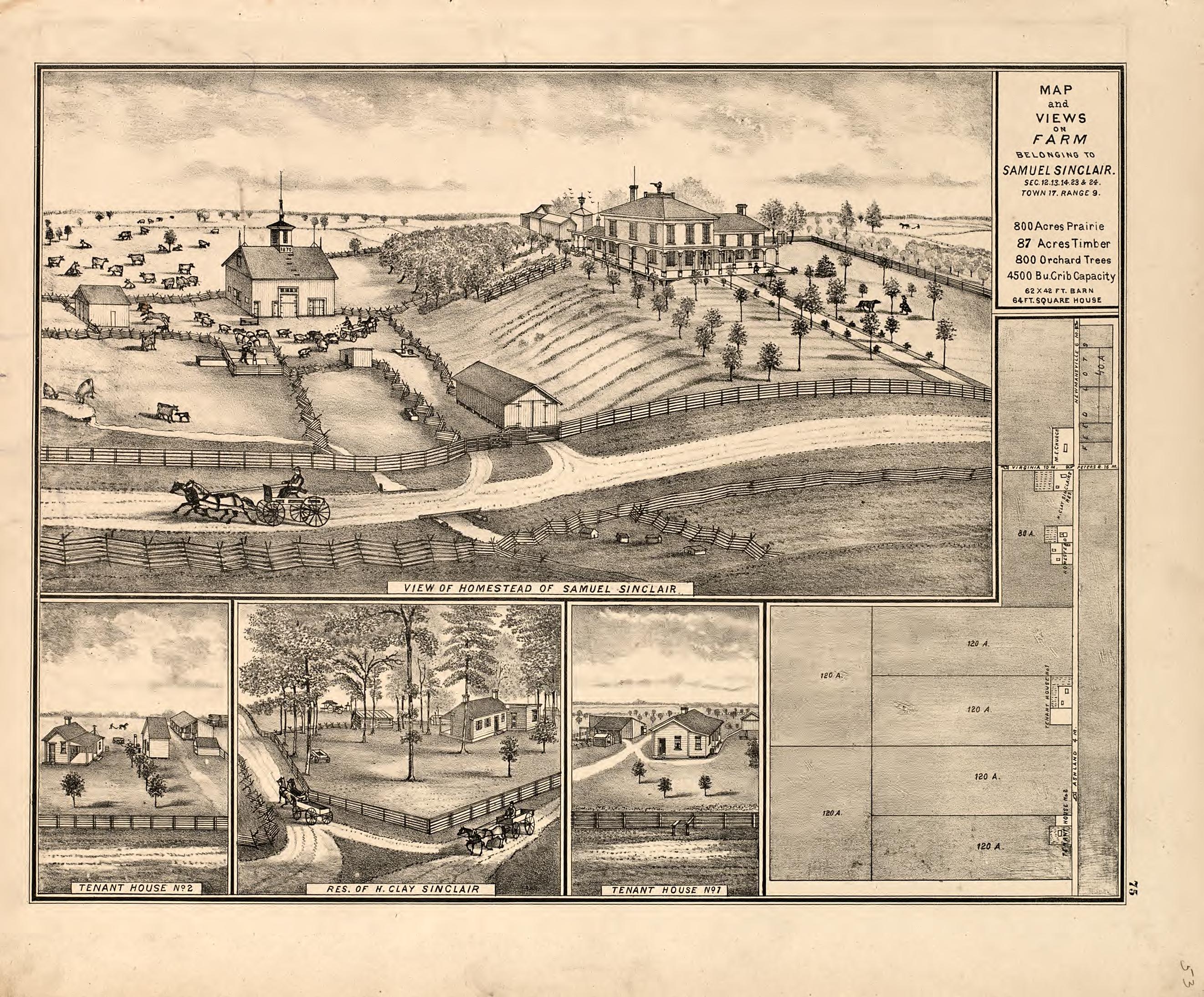 Views - 5 from Illustrated Atlas Map of Cass County, Illinois : Carefully Compiled from Personal Examinations and Surveys 1874 by Relic Map Company
