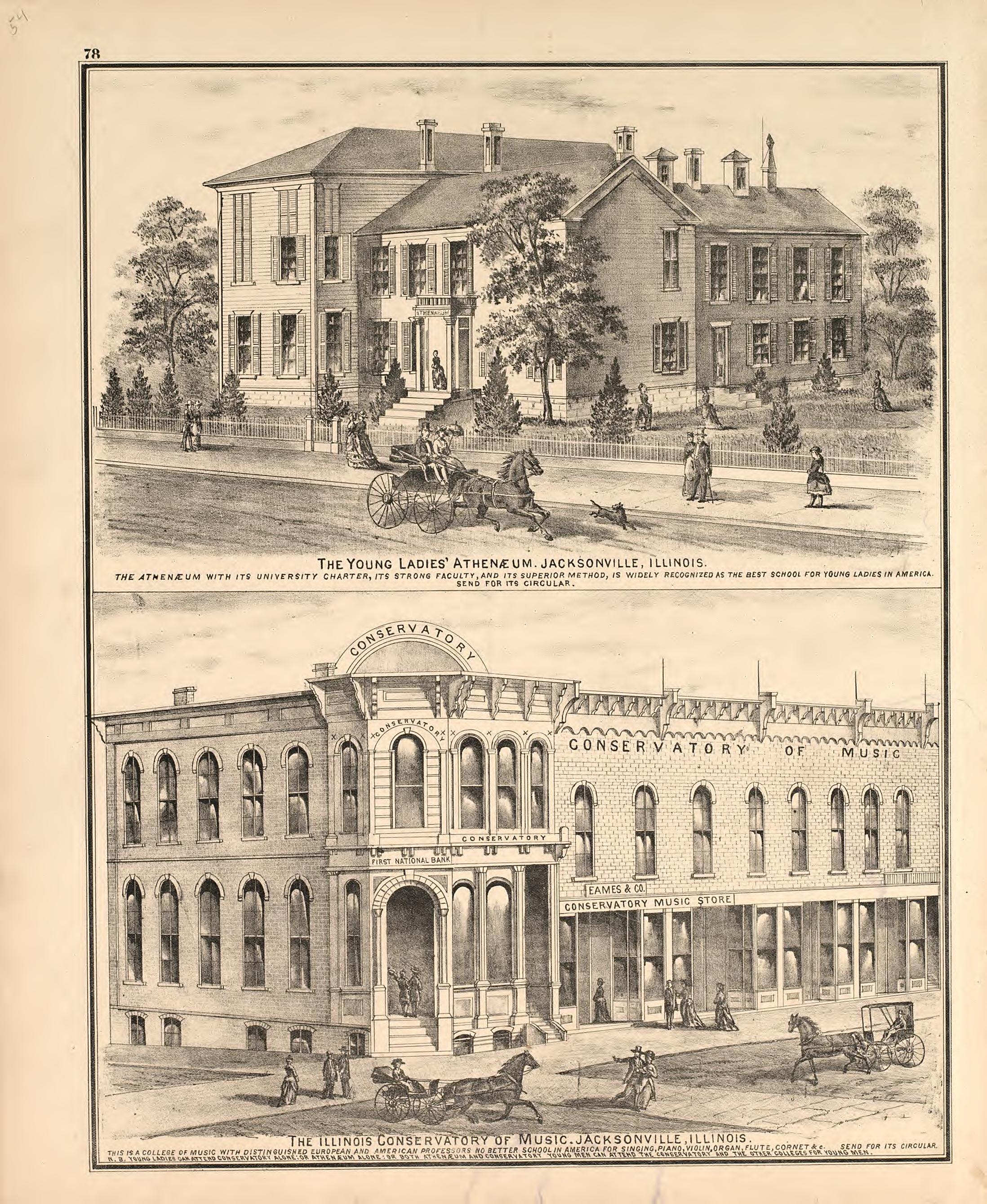 Views - 2 from Illustrated Atlas Map of Cass County, Illinois : Carefully Compiled from Personal Examinations and Surveys 1874 by Relic Map Company