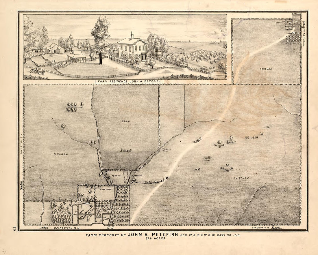 Views - 3 from Illustrated Atlas Map of Cass County, Illinois : Carefully Compiled from Personal Examinations and Surveys 1874 by Relic Map Company