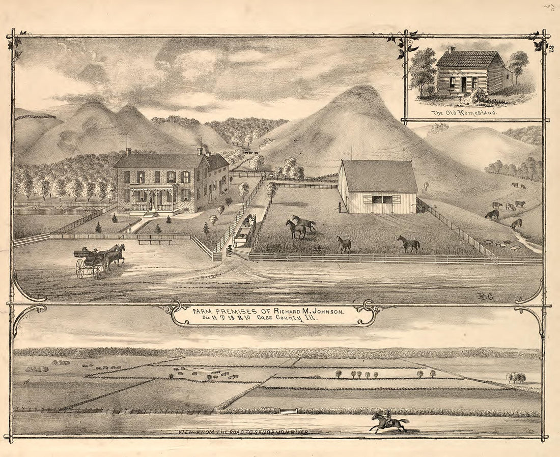 Views - 2 from Illustrated Atlas Map of Cass County, Illinois : Carefully Compiled from Personal Examinations and Surveys 1874 by Relic Map Company
