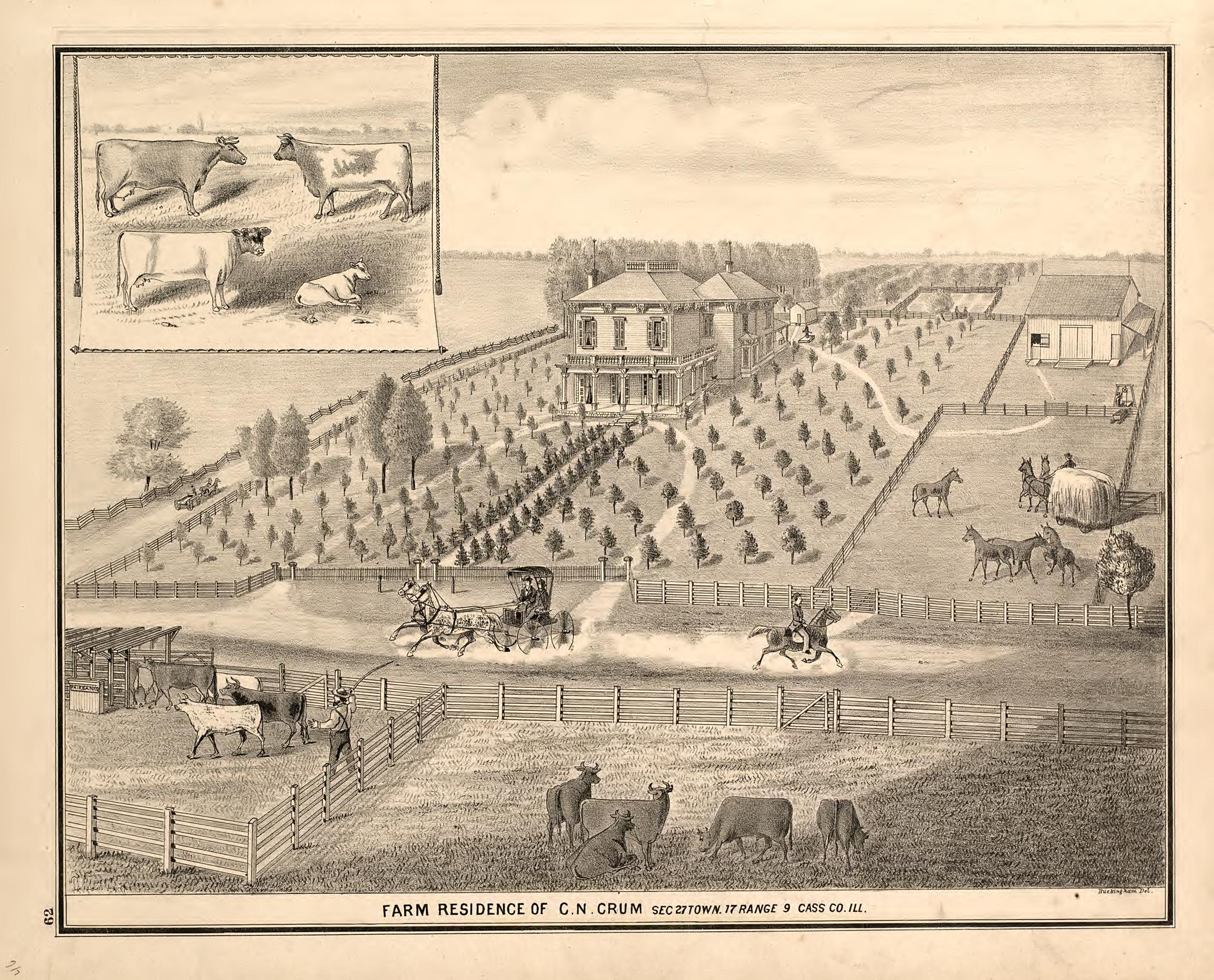 Views - 5 from Illustrated Atlas Map of Cass County, Illinois : Carefully Compiled from Personal Examinations and Surveys 1874 by Relic Map Company