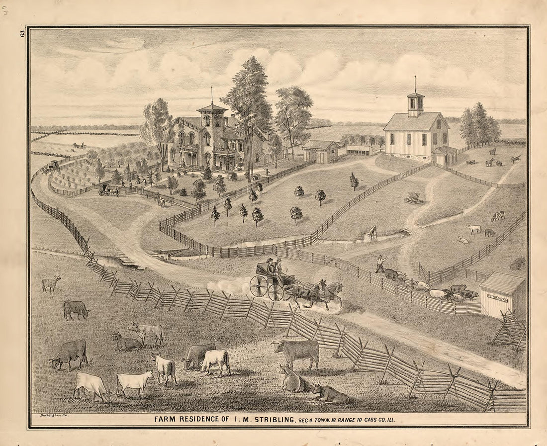 Views - 2 from Illustrated Atlas Map of Cass County, Illinois : Carefully Compiled from Personal Examinations and Surveys 1874 by Relic Map Company