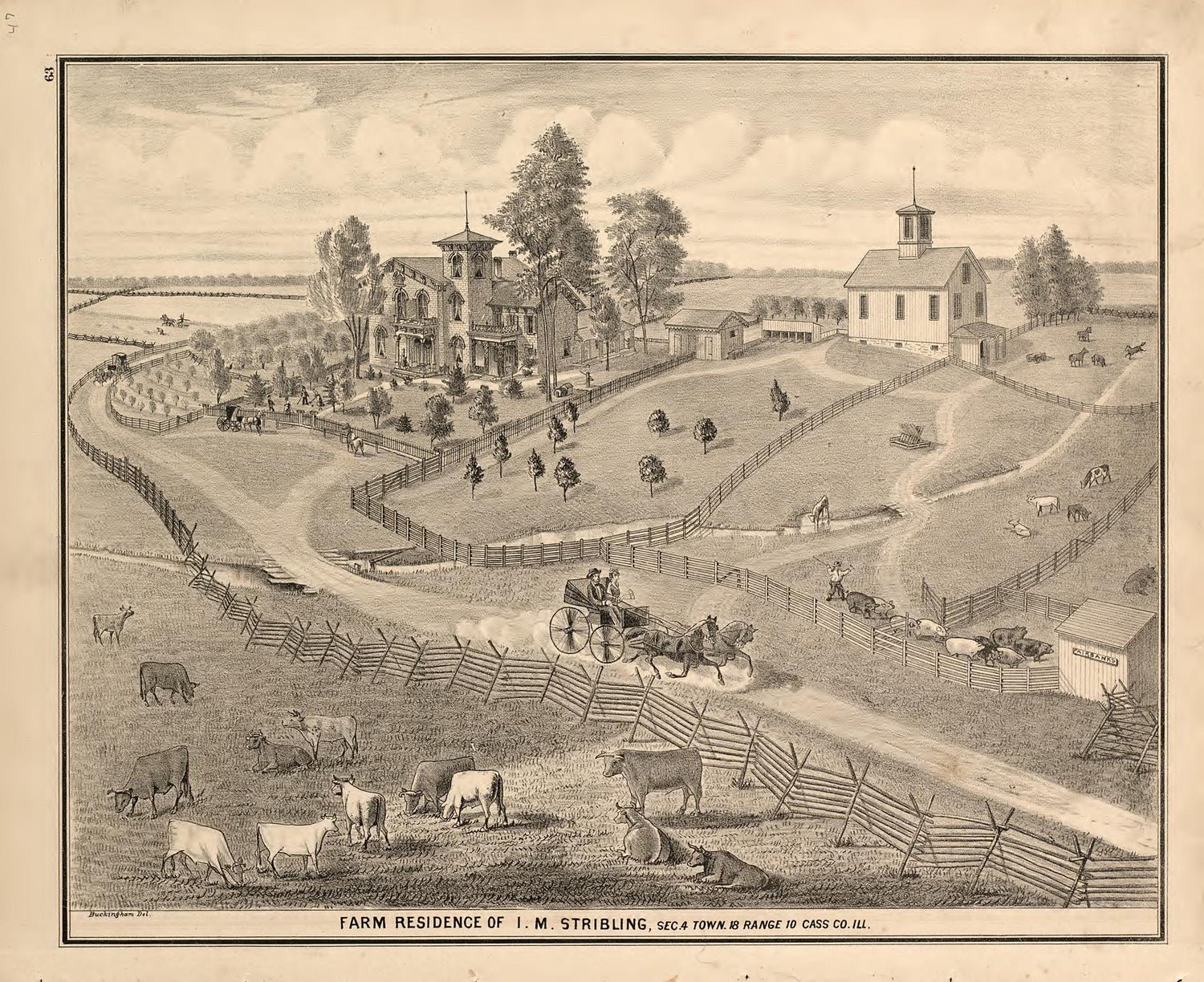 Views - 2 from Illustrated Atlas Map of Cass County, Illinois : Carefully Compiled from Personal Examinations and Surveys 1874 by Relic Map Company