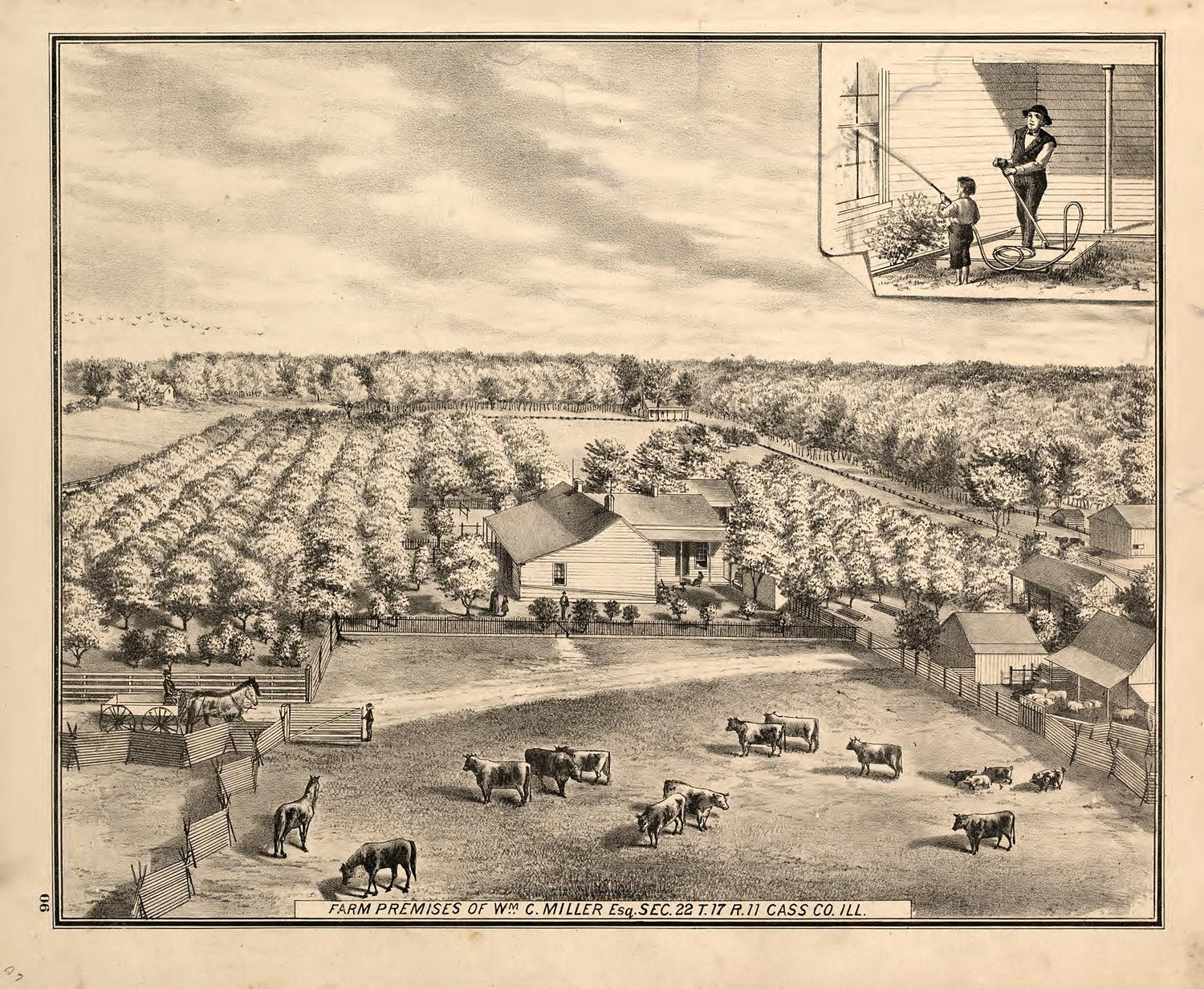 Views - 2 from Illustrated Atlas Map of Cass County, Illinois : Carefully Compiled from Personal Examinations and Surveys 1874 by Relic Map Company