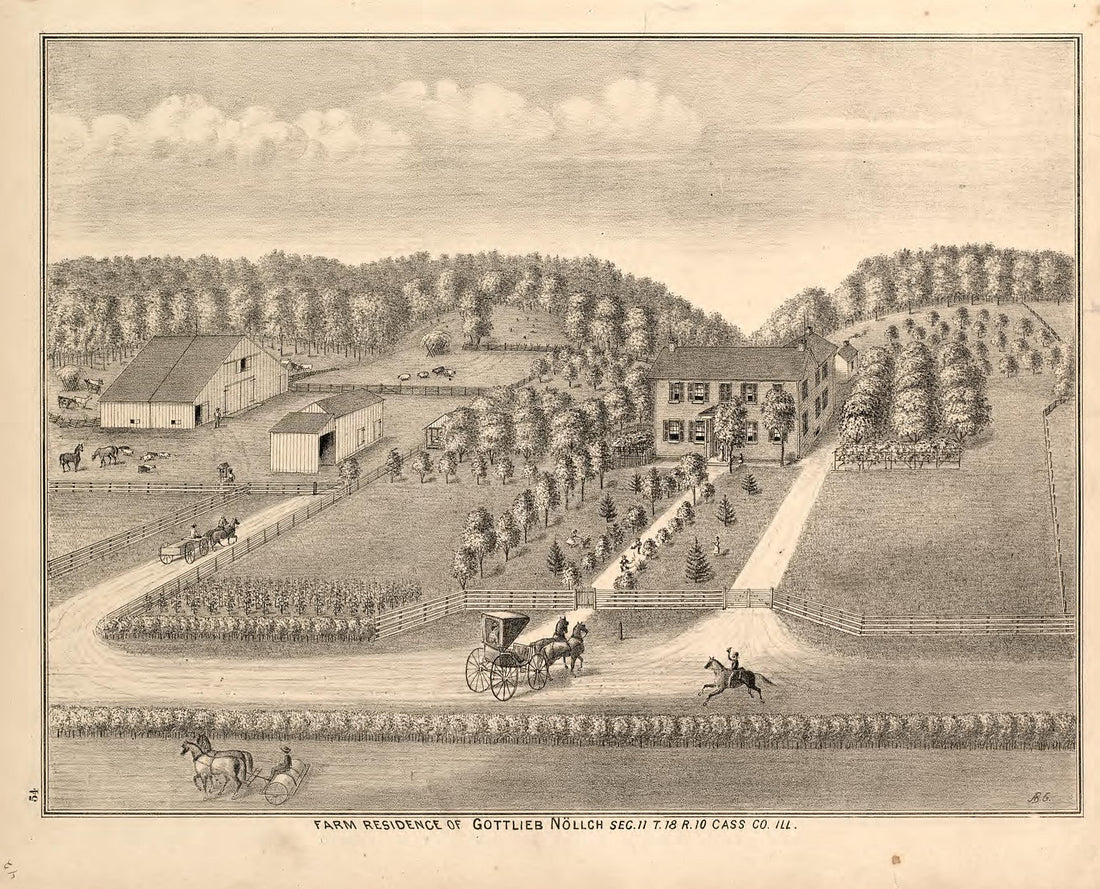 Views - 2 from Illustrated Atlas Map of Cass County, Illinois : Carefully Compiled from Personal Examinations and Surveys 1874 by Relic Map Company