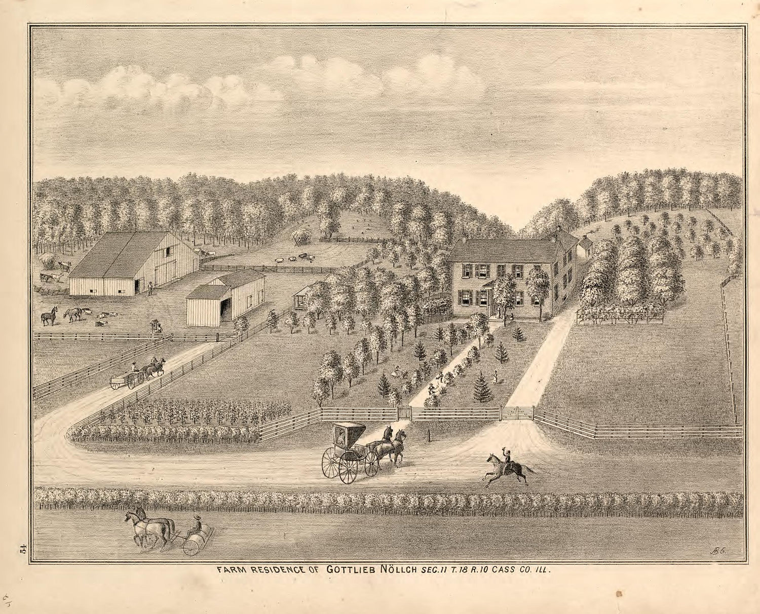 Views - 2 from Illustrated Atlas Map of Cass County, Illinois : Carefully Compiled from Personal Examinations and Surveys 1874 by Relic Map Company