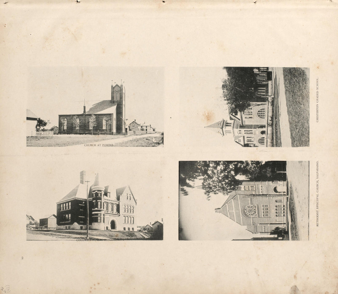 Views of Church at Porter and Chesterton Graded School from Lee and Lee&
