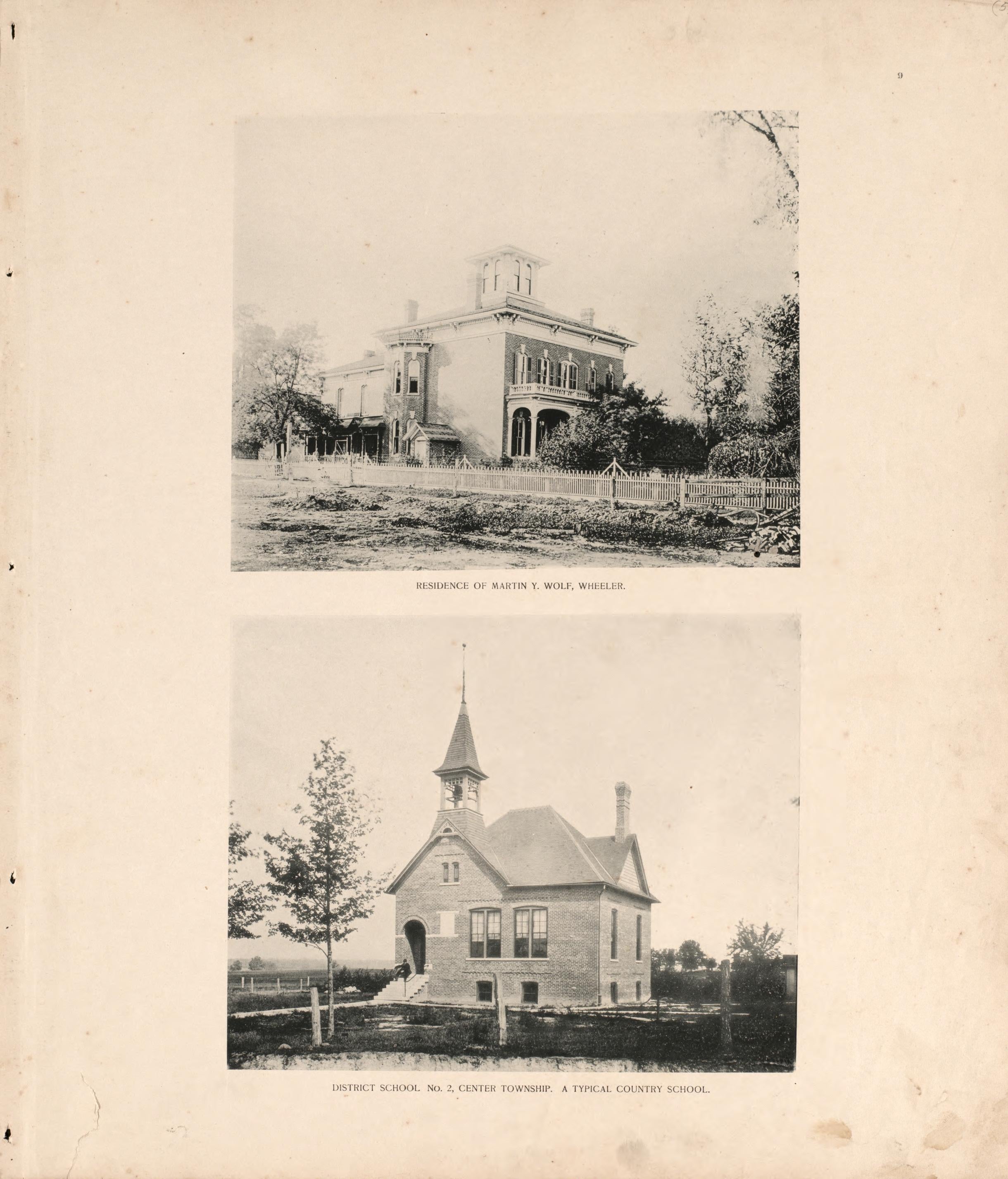 Views of Wolf Residence and District School No. 2, Center Township from Lee and Lee&