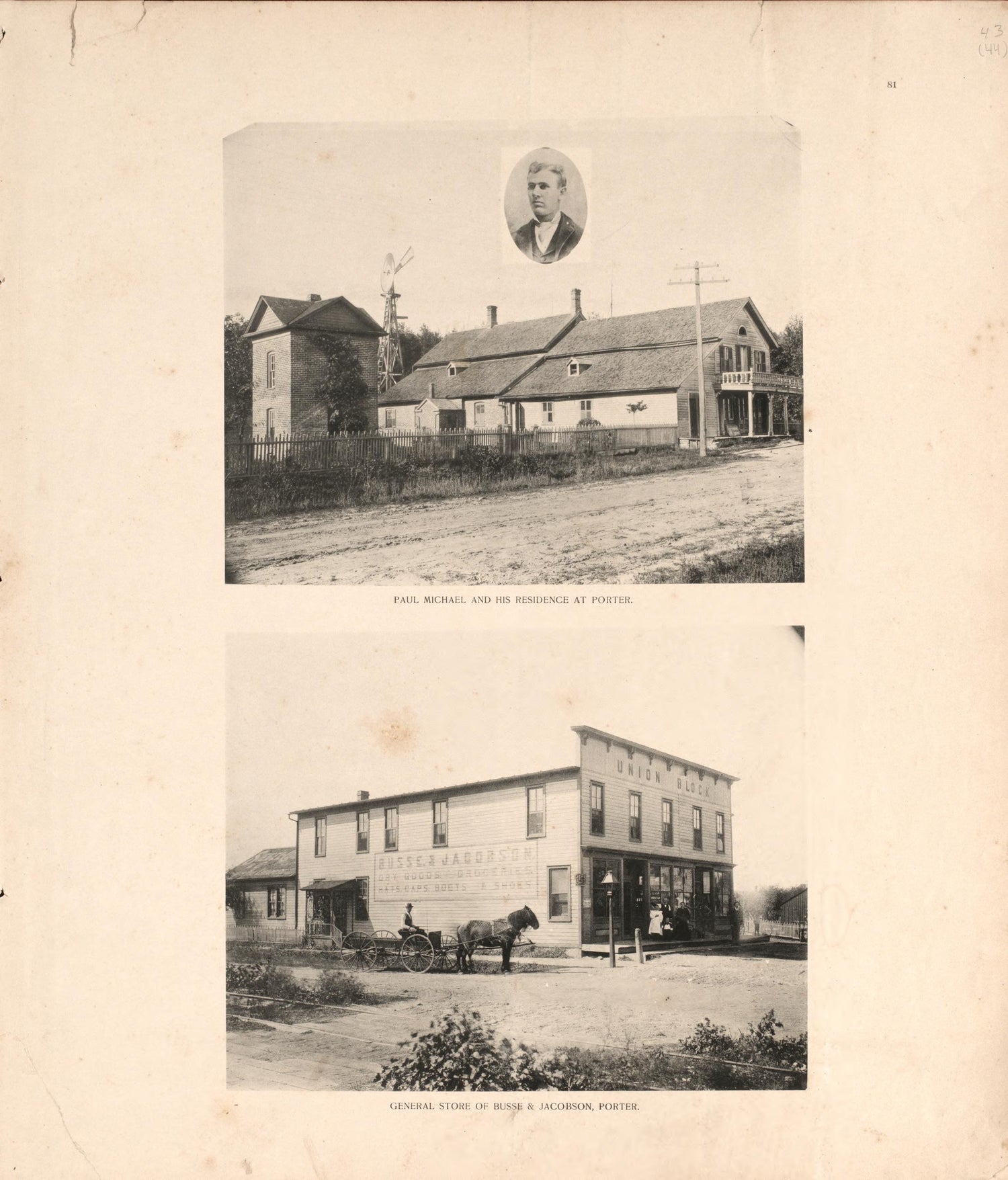 Views of Paul Michael Residence and General Store of Busse and Jacobson, Porter from Lee and Lee&