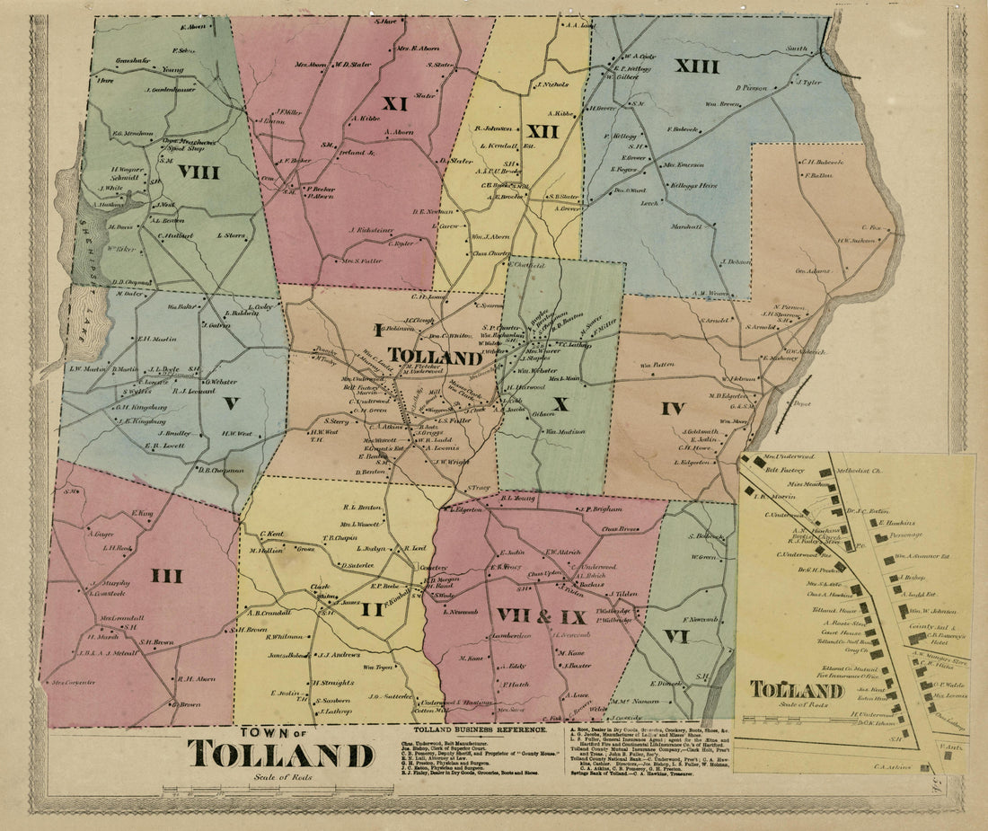 Town of Tolland from Atlas of Hartford and Tolland Counties : With a Map of Connecticut, from Actual Surveys 1869 by Relic Map Company